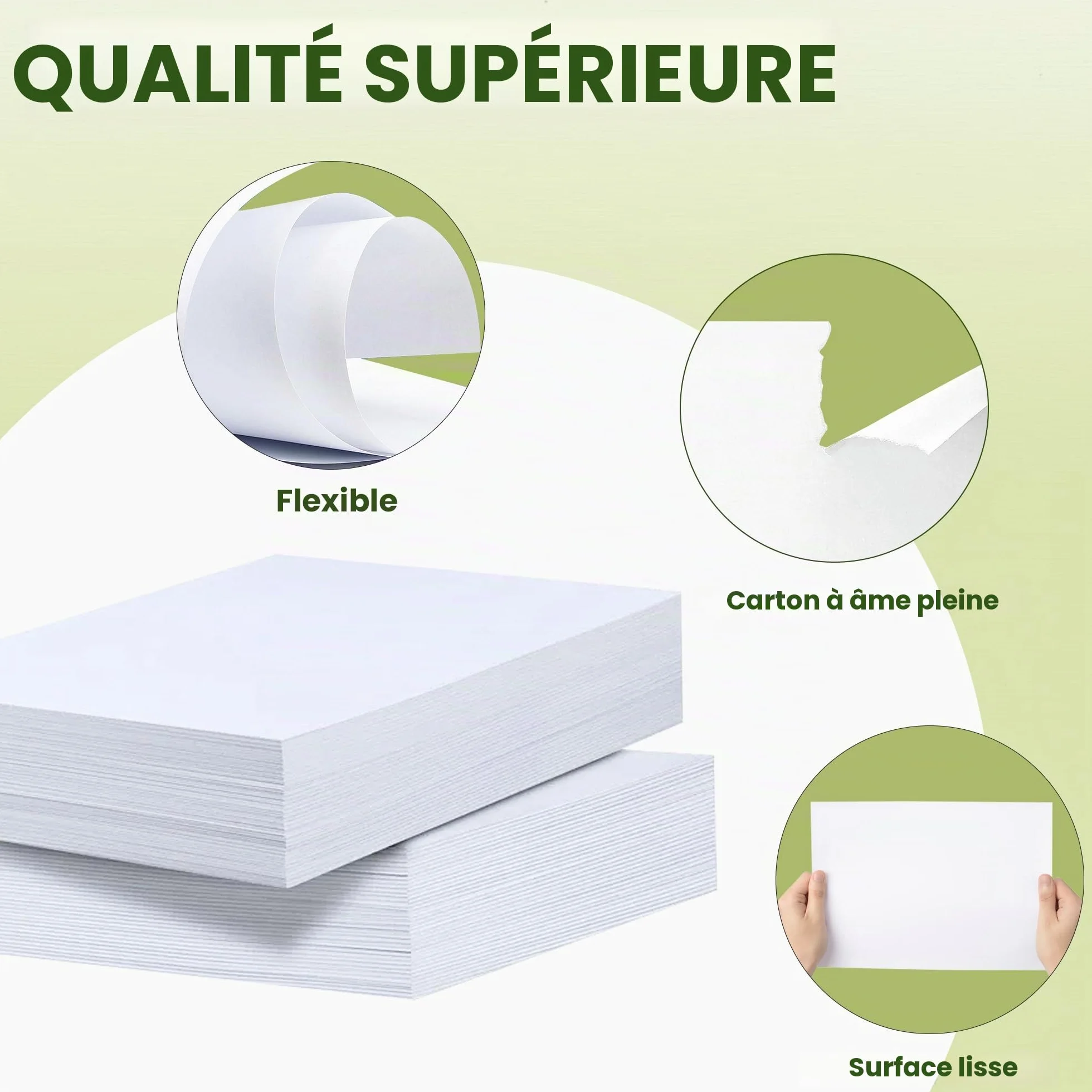 Papier Cartonné A4 Blanc 200 g/m² 75 Feuilles pour Imprimante