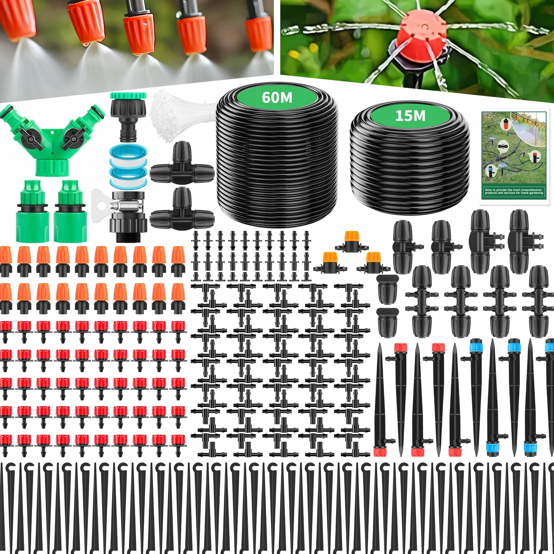 Forever Speed Système d'irrigation goutte à goutte 315PCS Kit avec tuyau 60M+15M pour jardin pelouse serre