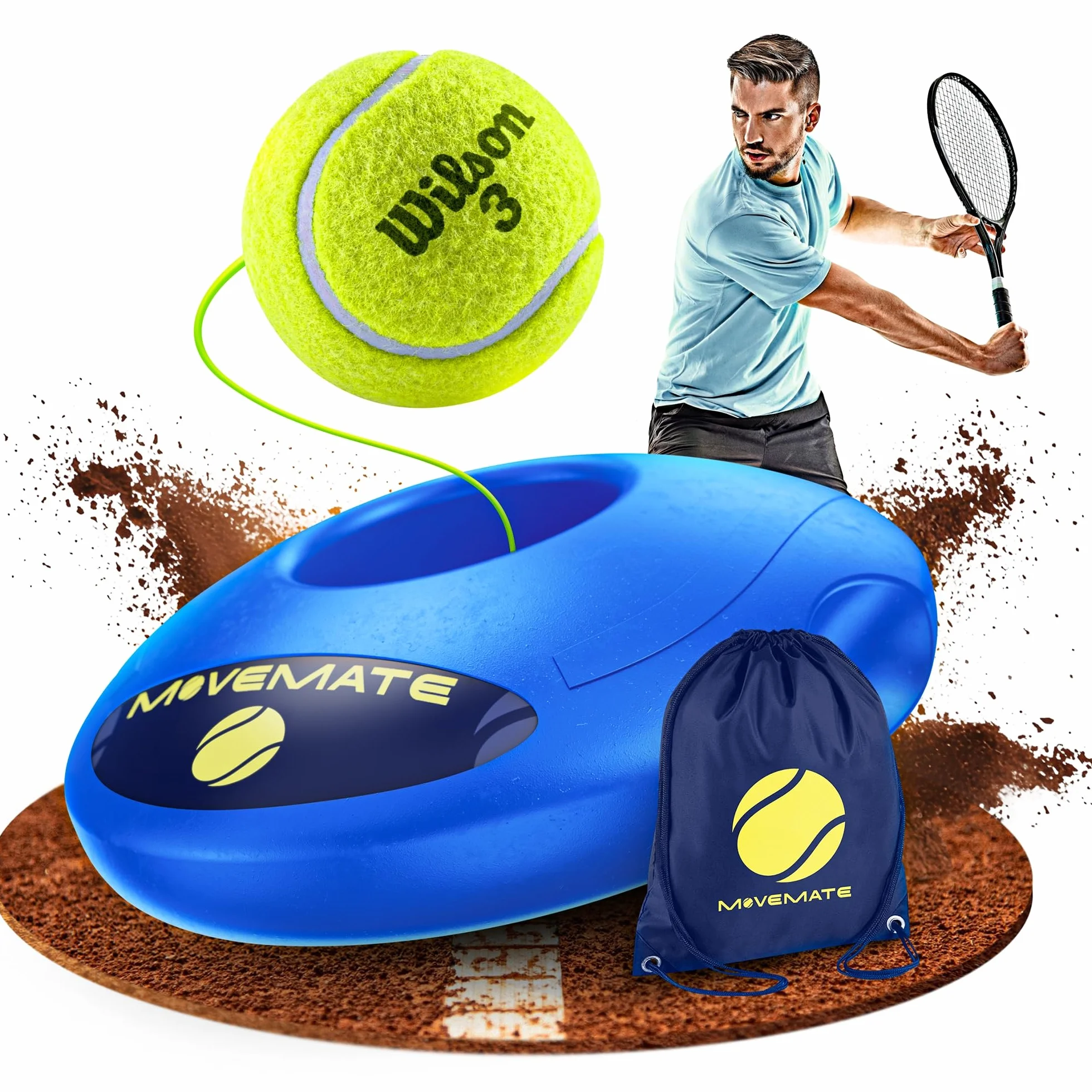MOVEMATE Entraîneur de Tennis avec Balle Wilson® - Appareil de Sport pour Loisirs et Plein Air