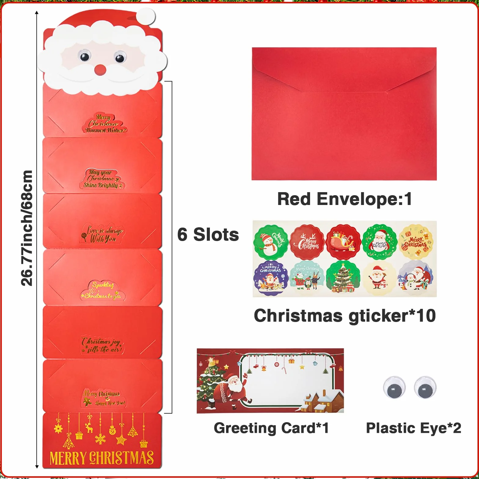 Porte-monnaie carte cadeau Noël 6 emplacements cartes cadeaux Père Noël
