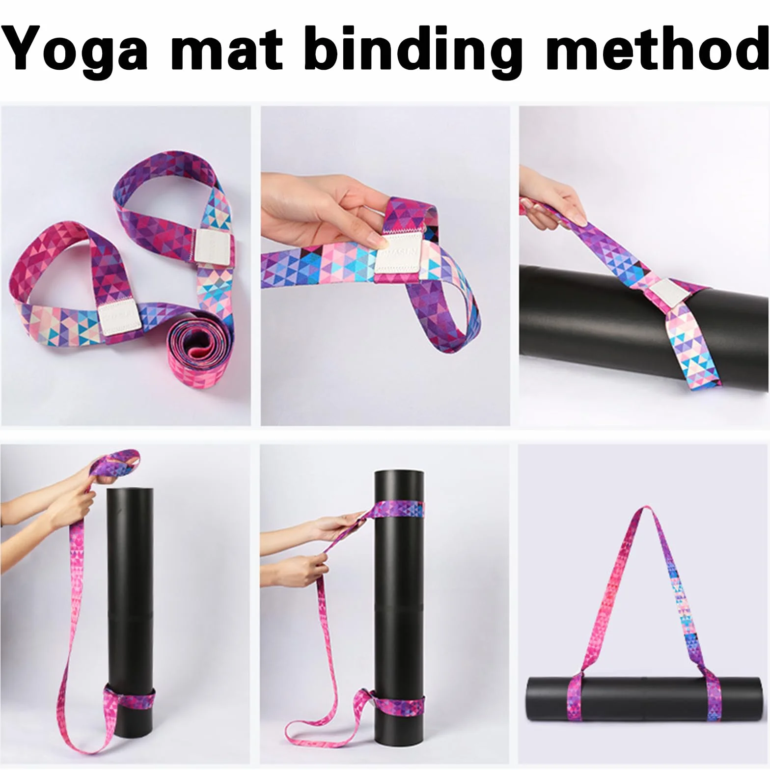 160cm Sangle Yoga, Fitness Materiel, Resistance Band, Sangle de Transport Imprimée,Sangle de Tapis de Yoga, pour Tapis de Yoga,Exercices,Fitness