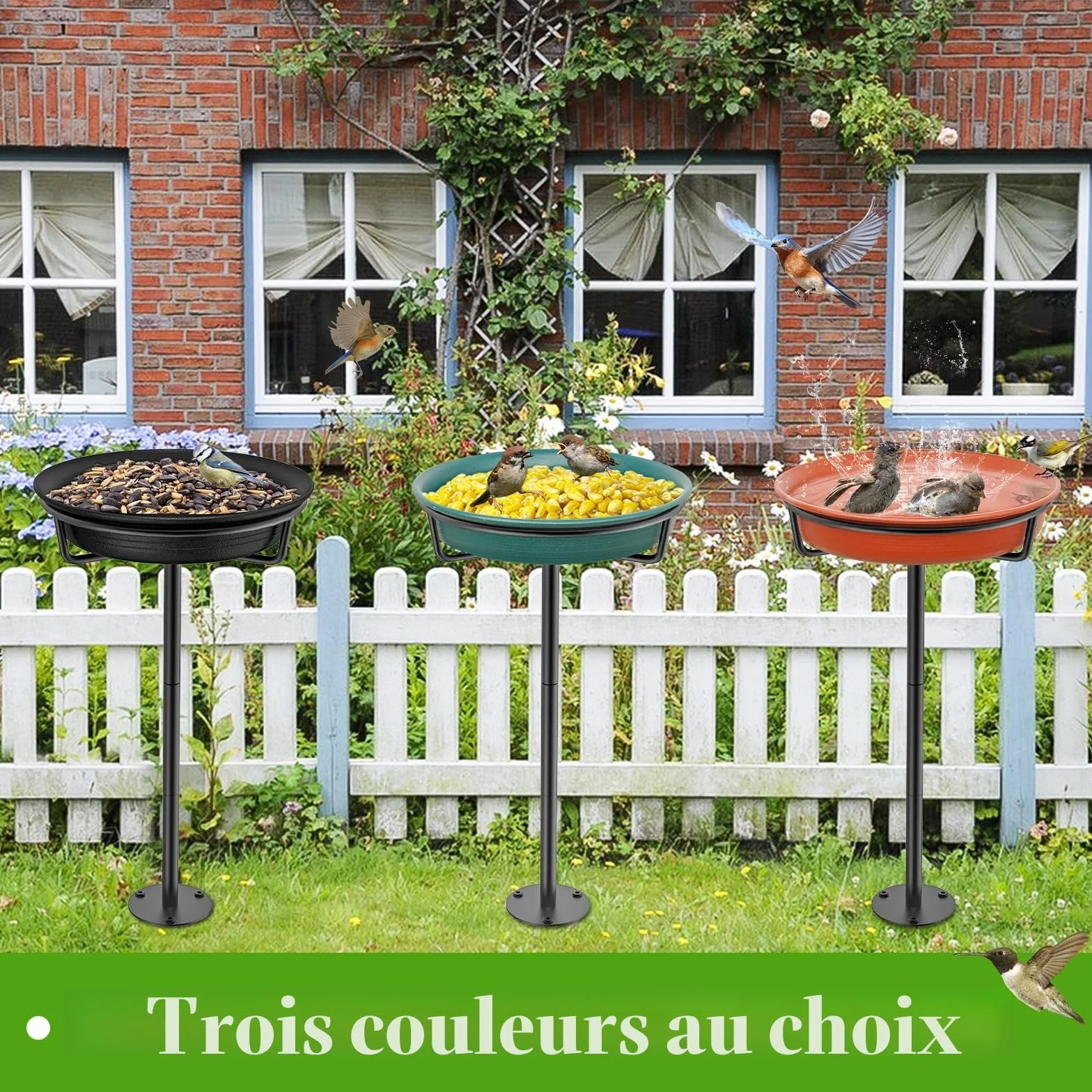 Abreuvoir pour oiseaux résistant au gel, grand bain d'oiseau pour jardin