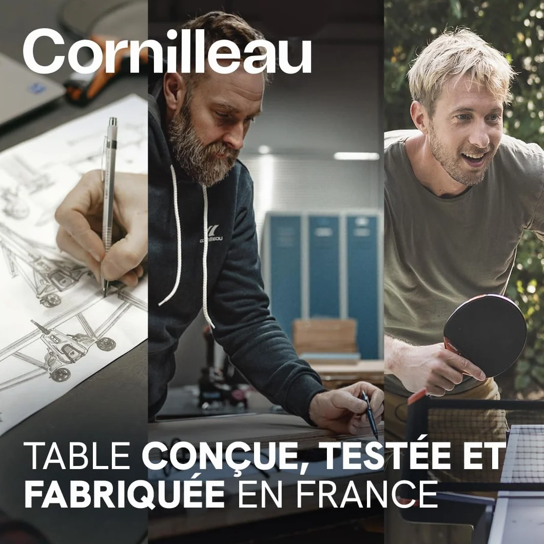 Cornilleau 600X Table de Ping Pong d'Extérieur Loisir Made in France Plateau Bleu Noir 7mm