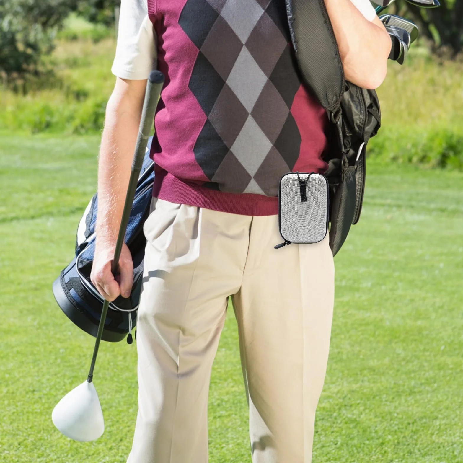 Windspeed Coque rigide pour télémètre de golf avec boucle, pochette universelle pour télémètre de golf, Gris + noir., 14x9.5x4.5cm, Portable
