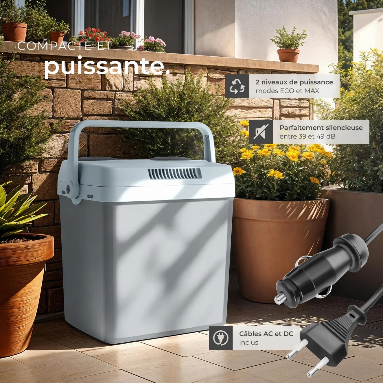 tectake® Glacière électrique 2en1 réfrigérante et chauffante 32 ou 40 L, Poignées de Transport, Mode ECO, Connexion Secteur 220V, Allume Cigare 12V, Glaciere Electrique Camping Pique Nique Plage