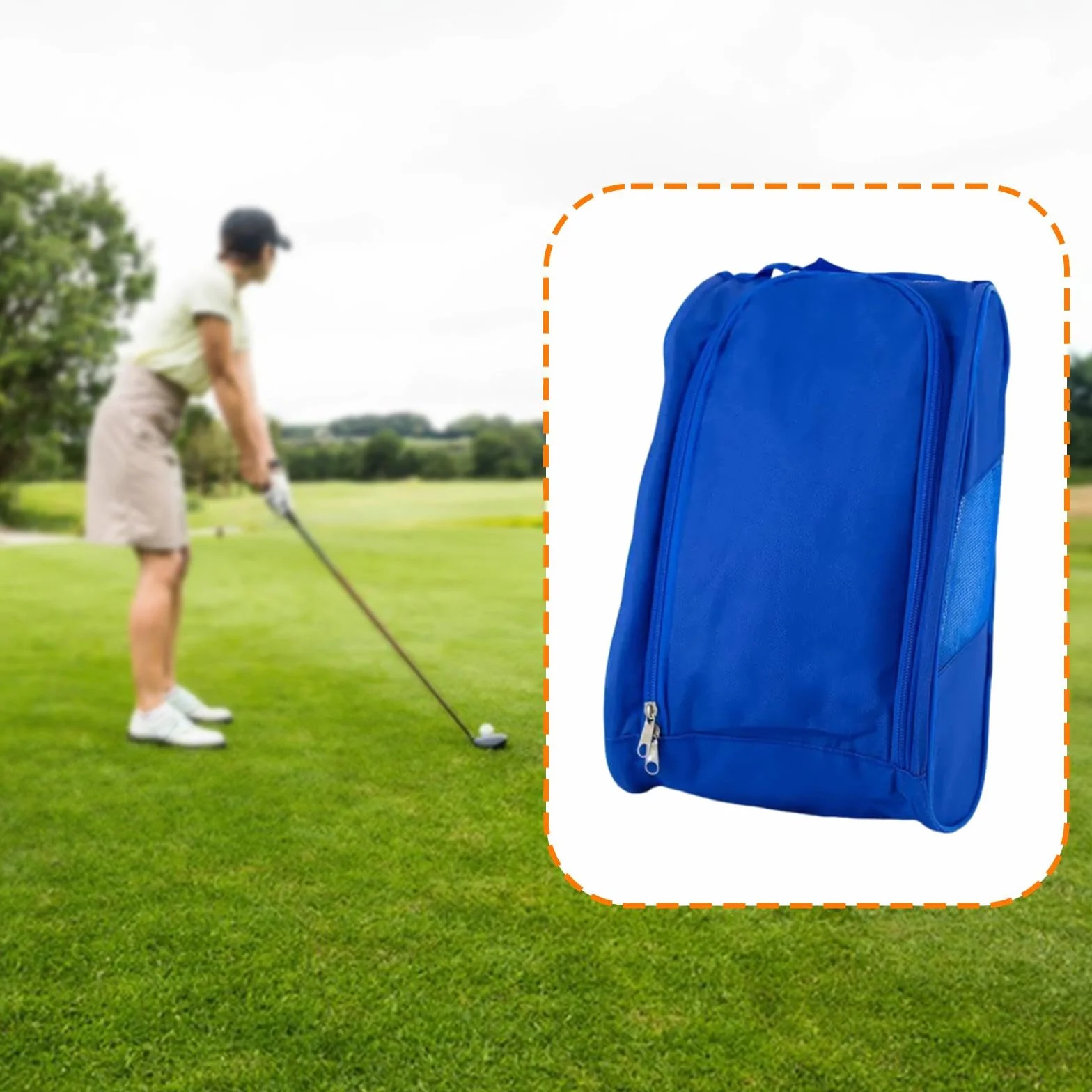 Sac de Transport pour Chaussures de Golf, Respirant et Portable avec Fermeture éclair, Bleu