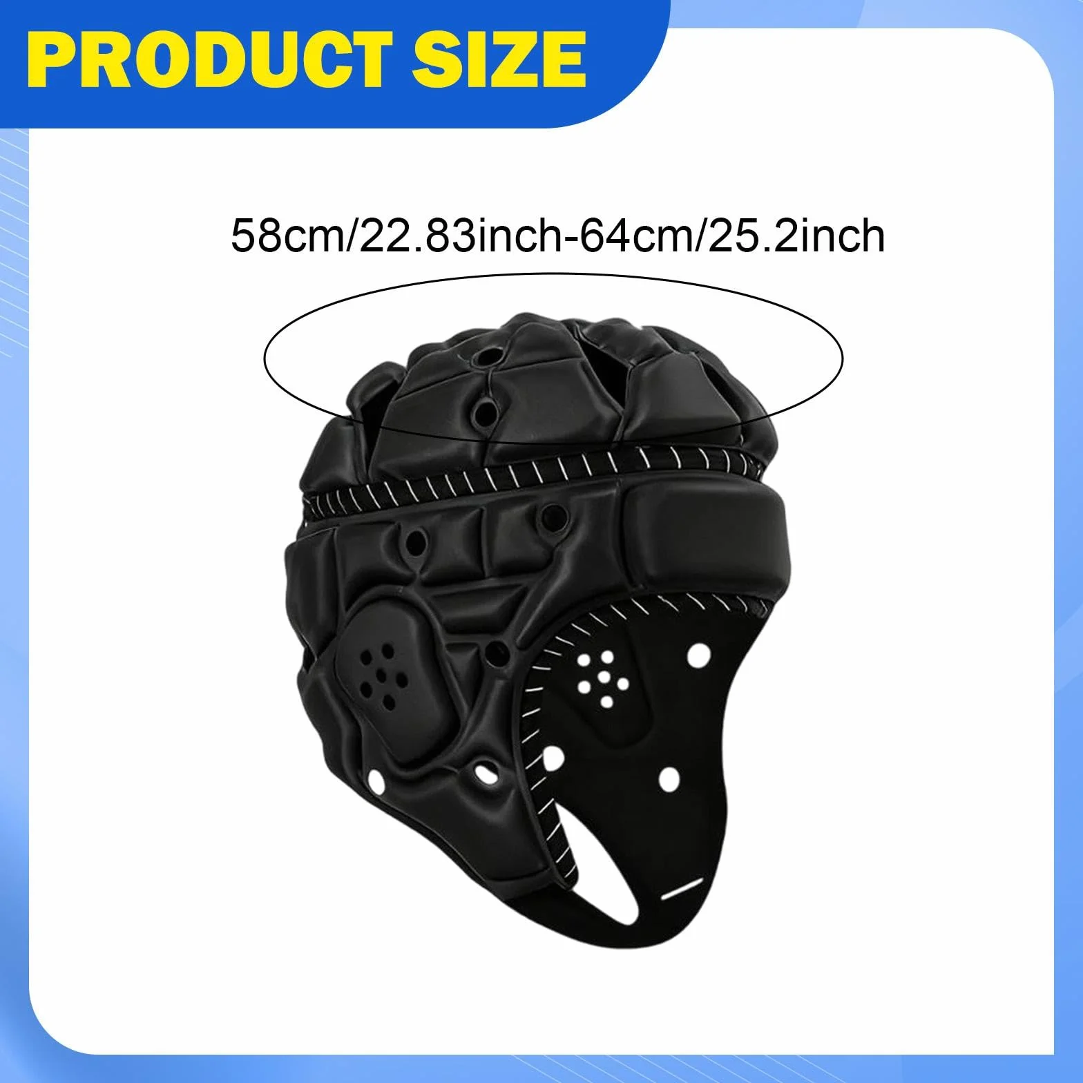 Casque Rugby Adulte Homyl avec Rembourrage Souple Protection Antichoc Ajustable Bandes Réfléchissantes Mousse EVA Polyester