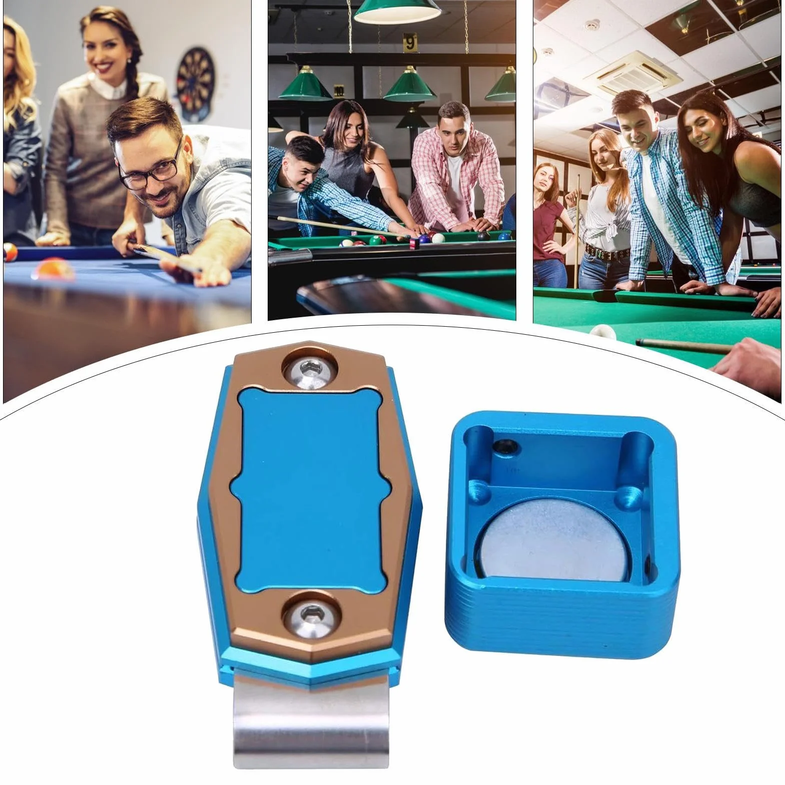 Générique Easy Access Magnetic Pool Chalk Holder, Portable Cue Chalk Hold, Compact Table Ball Sports Accessory for Men, Women, Beginners, and Professional Players,2.64x1.18x1.26 Inches