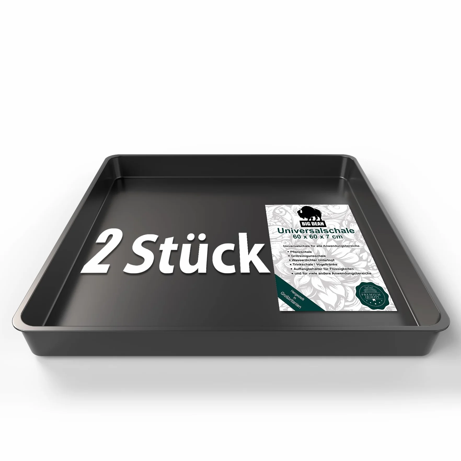BigDean Bac en plastique lot de 2 60x60x7cm bac à cendres bac à mortier
