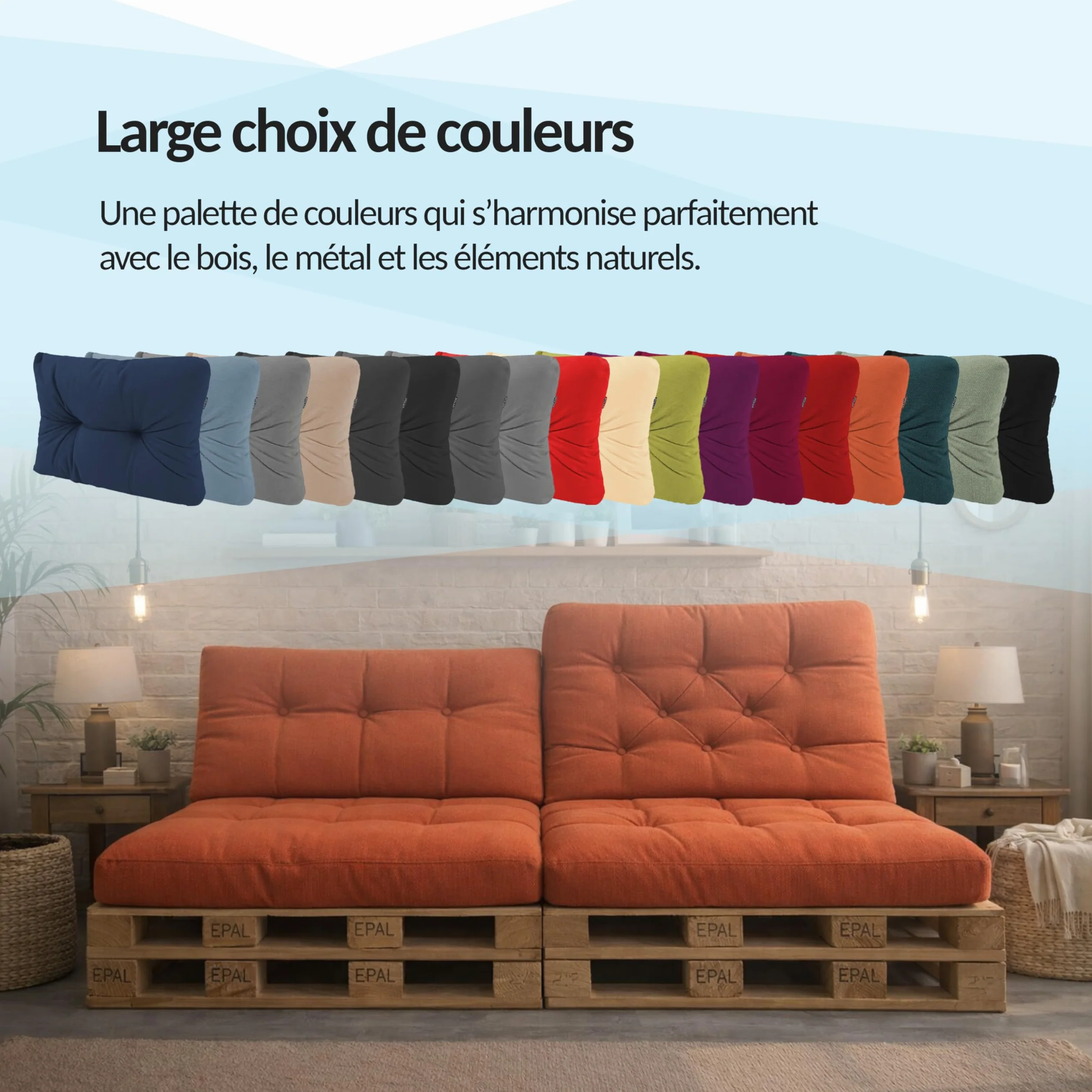 Coussins Matelassé pour Palettes Euro 120x60cm Assise Dossier Mousse Formée à Froid Vert foncé