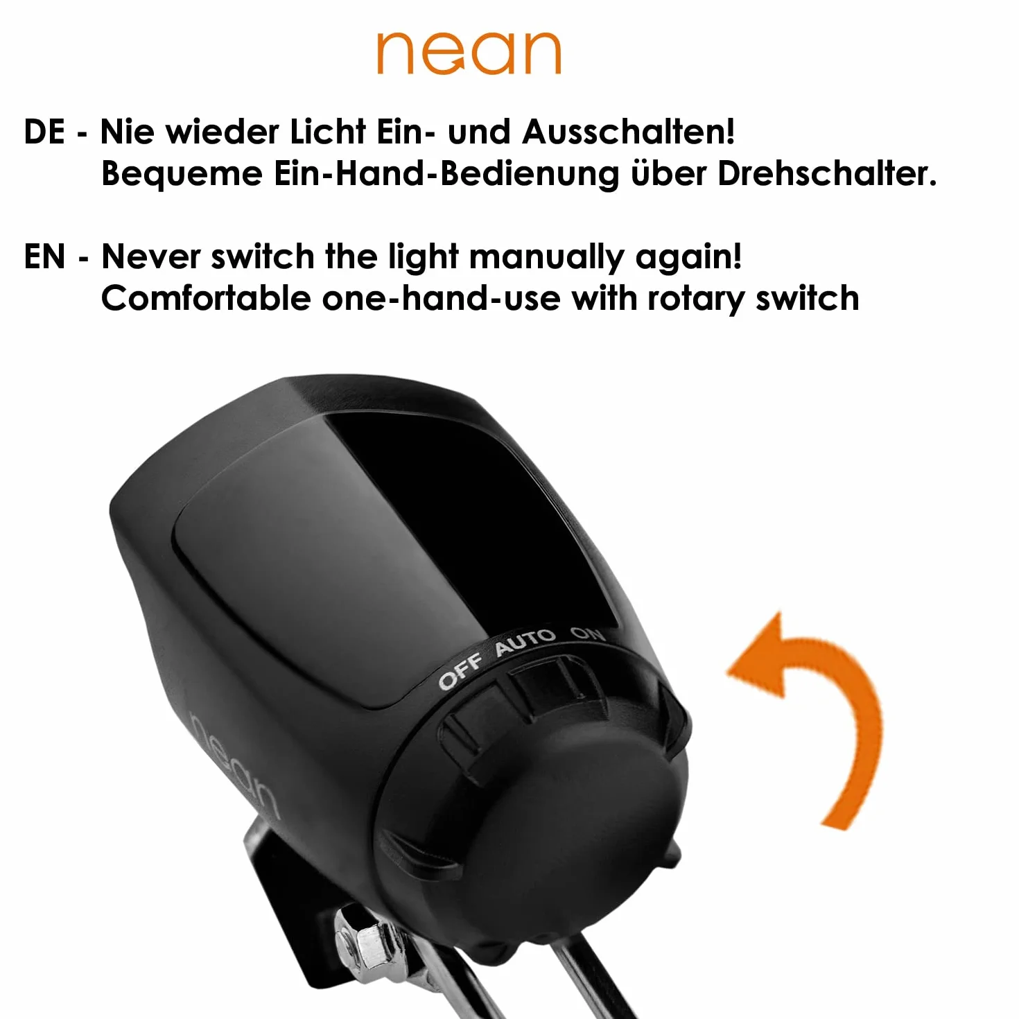 nean Phare de vélo LED 70 lux à dynamo avec feu de position automatique et StVZO, feu avant de vélo, phare avant avec plaque de refroidissement en aluminium, noir