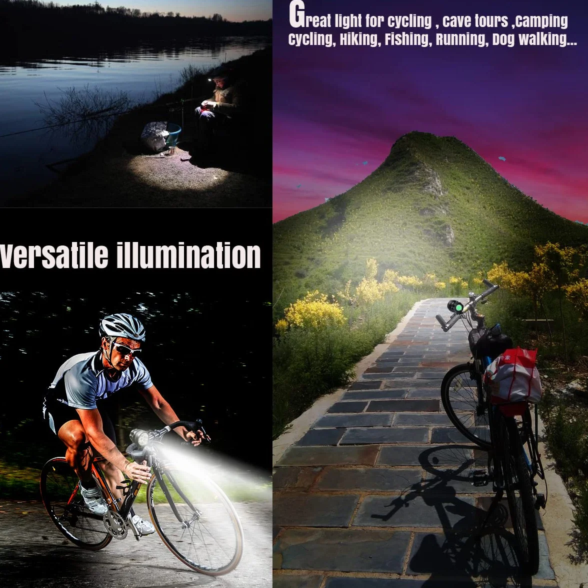 Lumière Lampe Velo LED Puissantes, Eclairage VTT Phare Vélo Rechargeable Etanche Lampe Vélo 9000 LM(7 LED 3 Modes), Kit Eclairage Velo pour VTT VTC Cycliste Poussette Camping