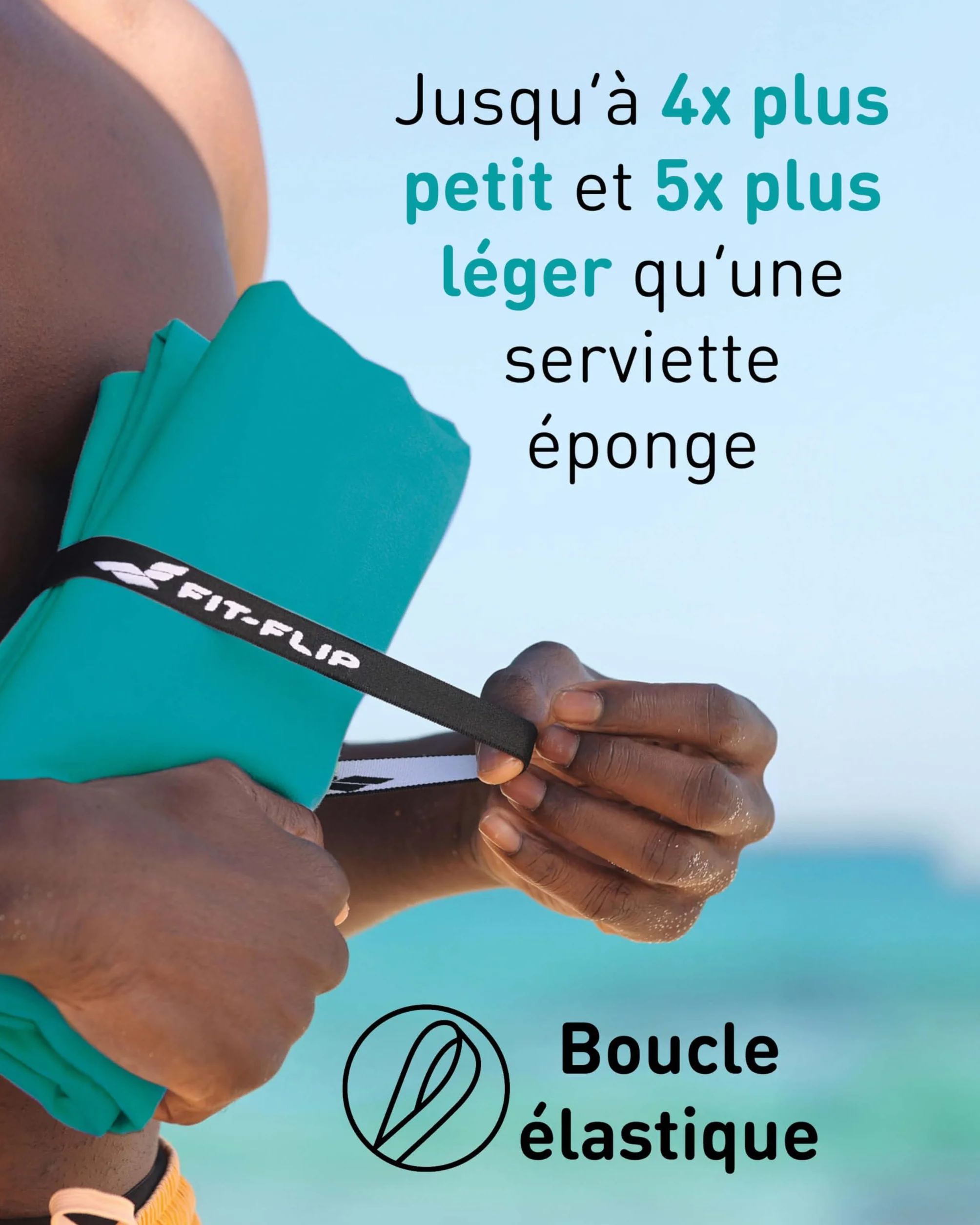 Fit-Flip Serviette Microfibre – compacte, Ultra-légère et Rapidement sèche – Serviette de Bain Microfibre – Serviettes pour Sport Musculation, Piscine, Voyages, Natation et Plage