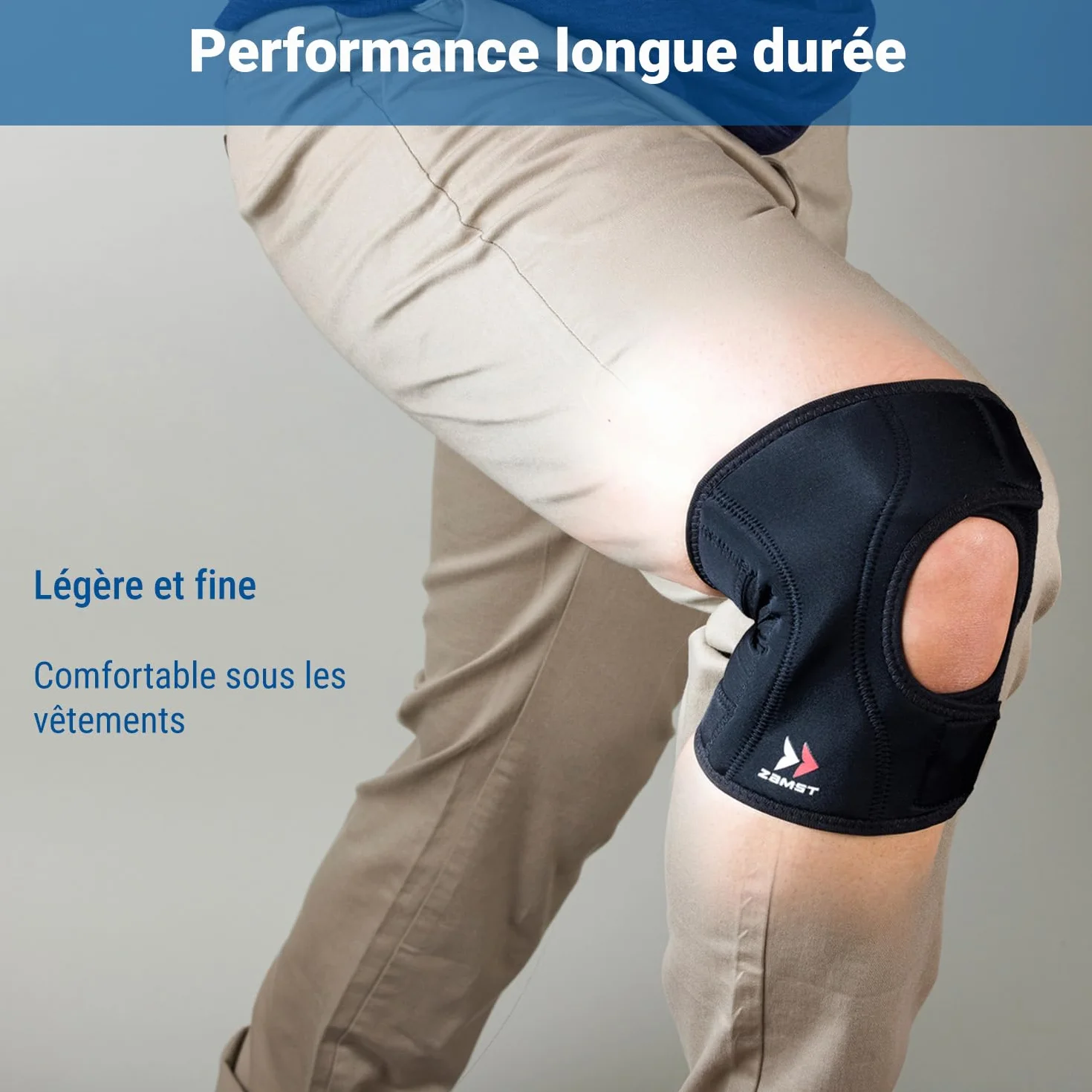 Zamst EK-3 Genouillère de Sport - Genouillère de Compression Légère et Respirante pour Hommes et Femmes avec Renforts en Résine pour un Soutien Général du Genou et un Soulagement de la Douleur, L
