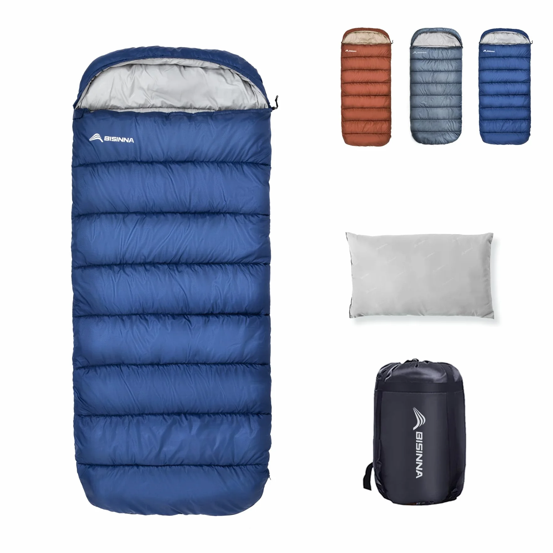 BISINNA Sac de Couchage XXL pour Adultes Grands et Grands, Taille 3-4, Chaud et Confortable, imperméable, léger, idéal pour Le Camping, la randonnée, la randonnée