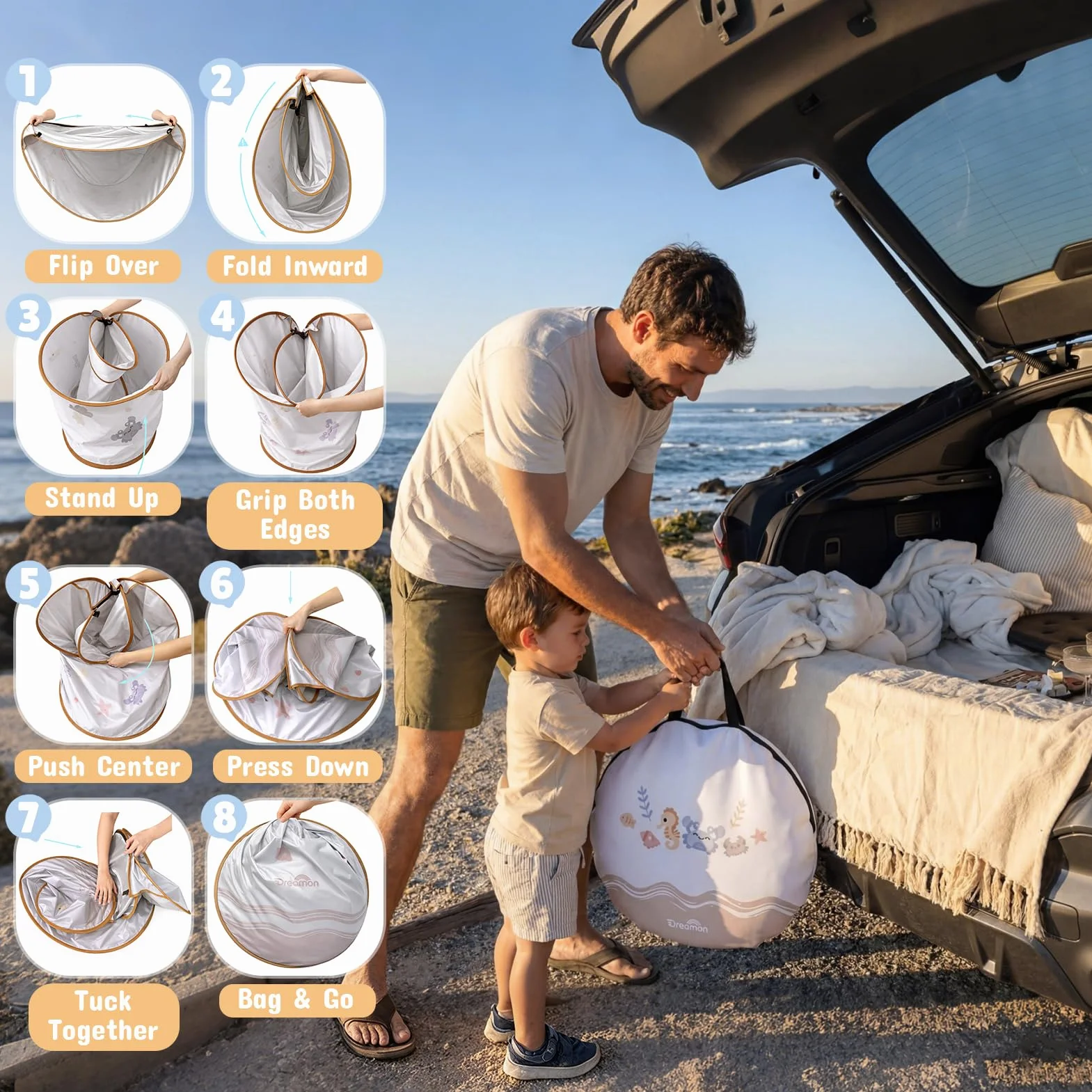 Tente de Plage Anti UV Bébé Portable avec Mini Piscine pour la Plage, Le Jardin, Le Camping et Les Activités en Plein Air