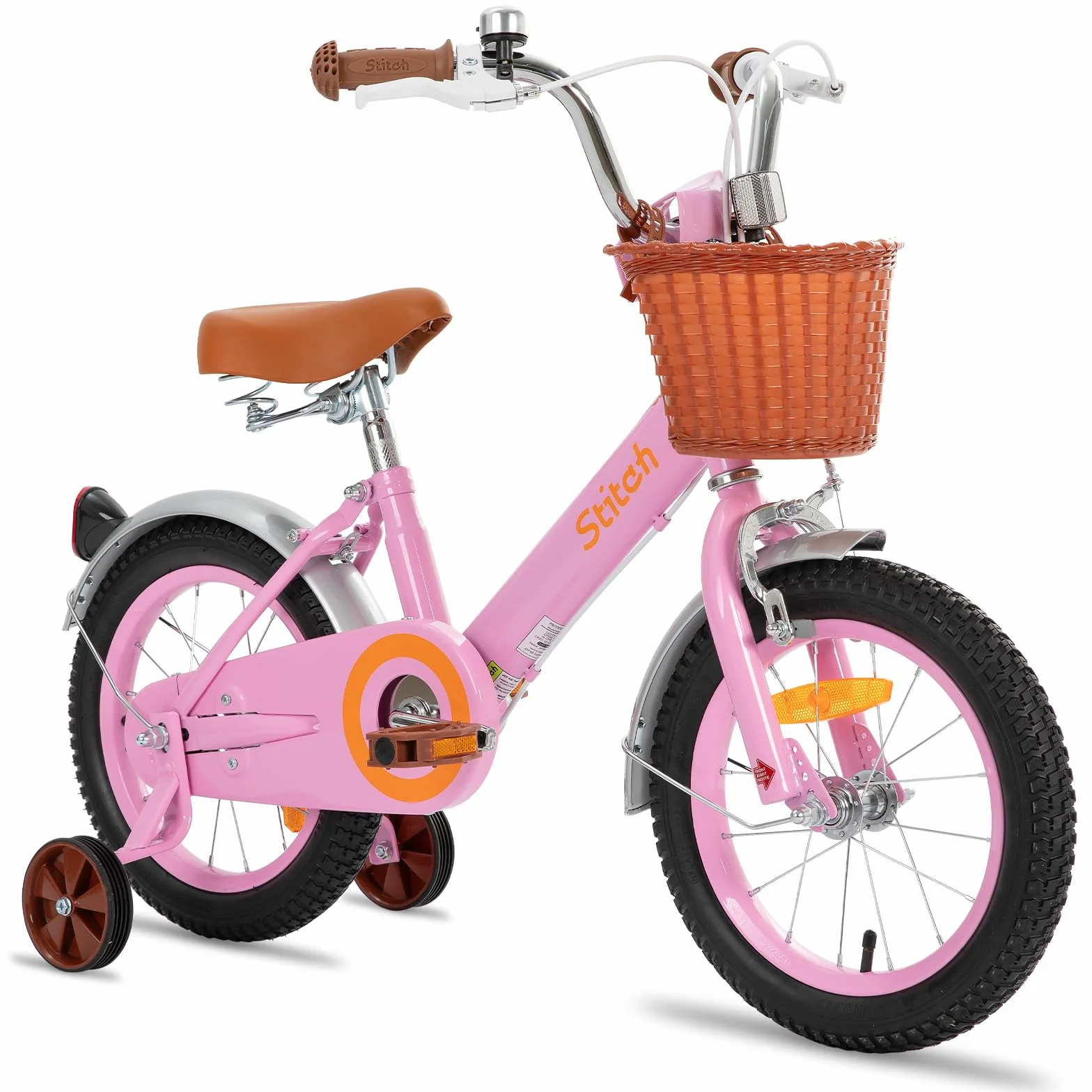 STITCH 12/14/16 Pouce vélo Enfant pour Filles 2-7 Ans, vélo Enfant 12/14/16 Pouce avec Panier et stabilisateur