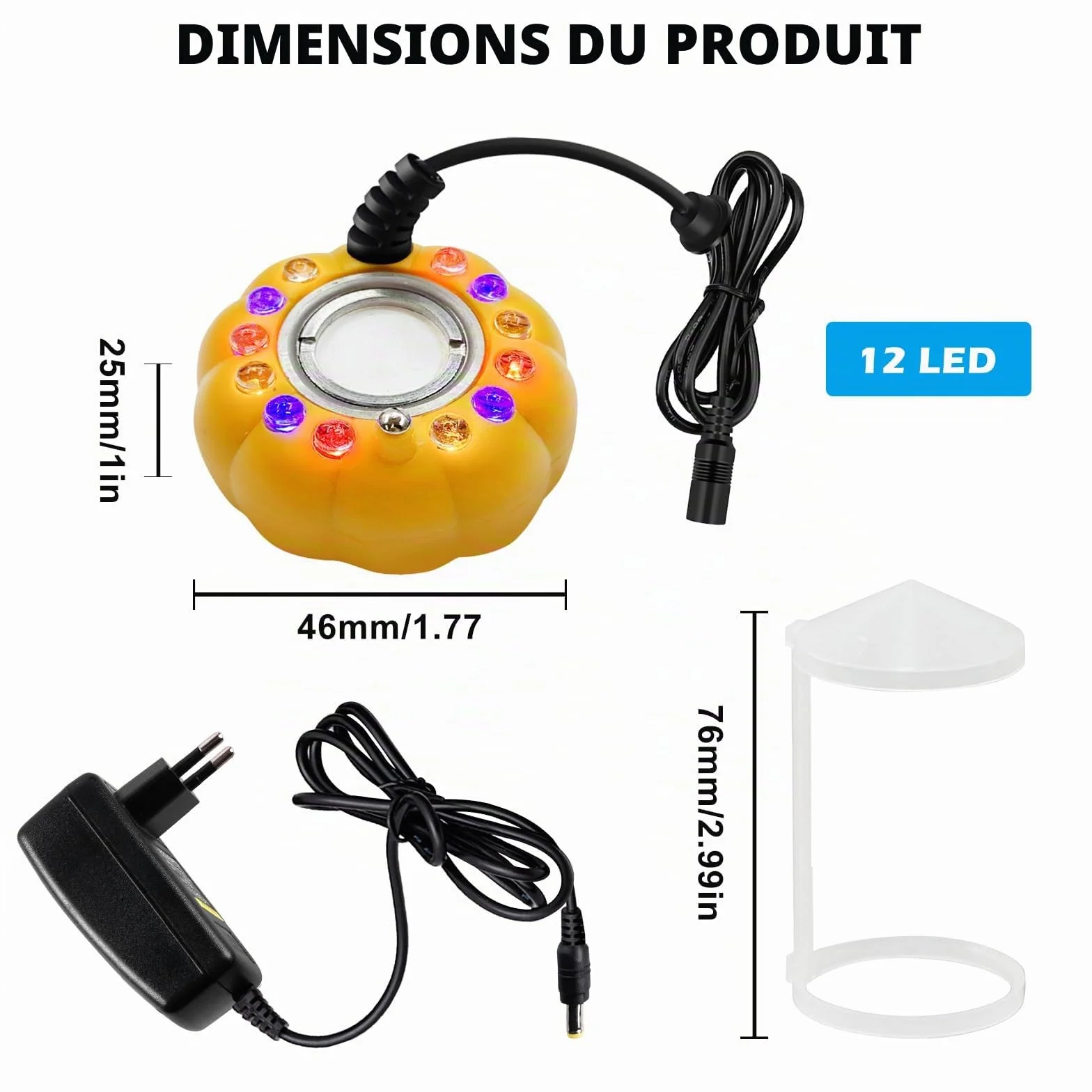 PORFOYO Nébuliseur à Ultrasons 12 LED Brumisateur Ultrason Mini Machine à Fumée d'Halloween avec Protection Anti-éclaboussures