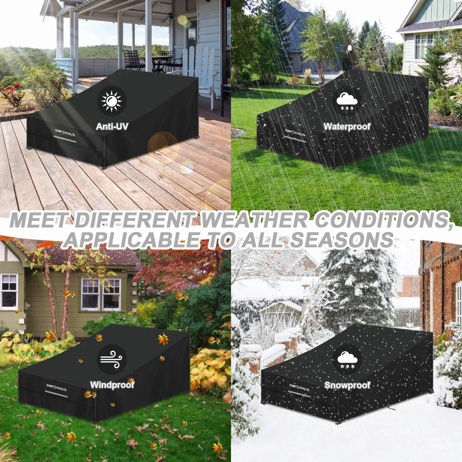 Housse Transat Imperméable pour Chaise Longue de Jardin 210x150x40/90cm Tissu Oxford 420D Anti-UV