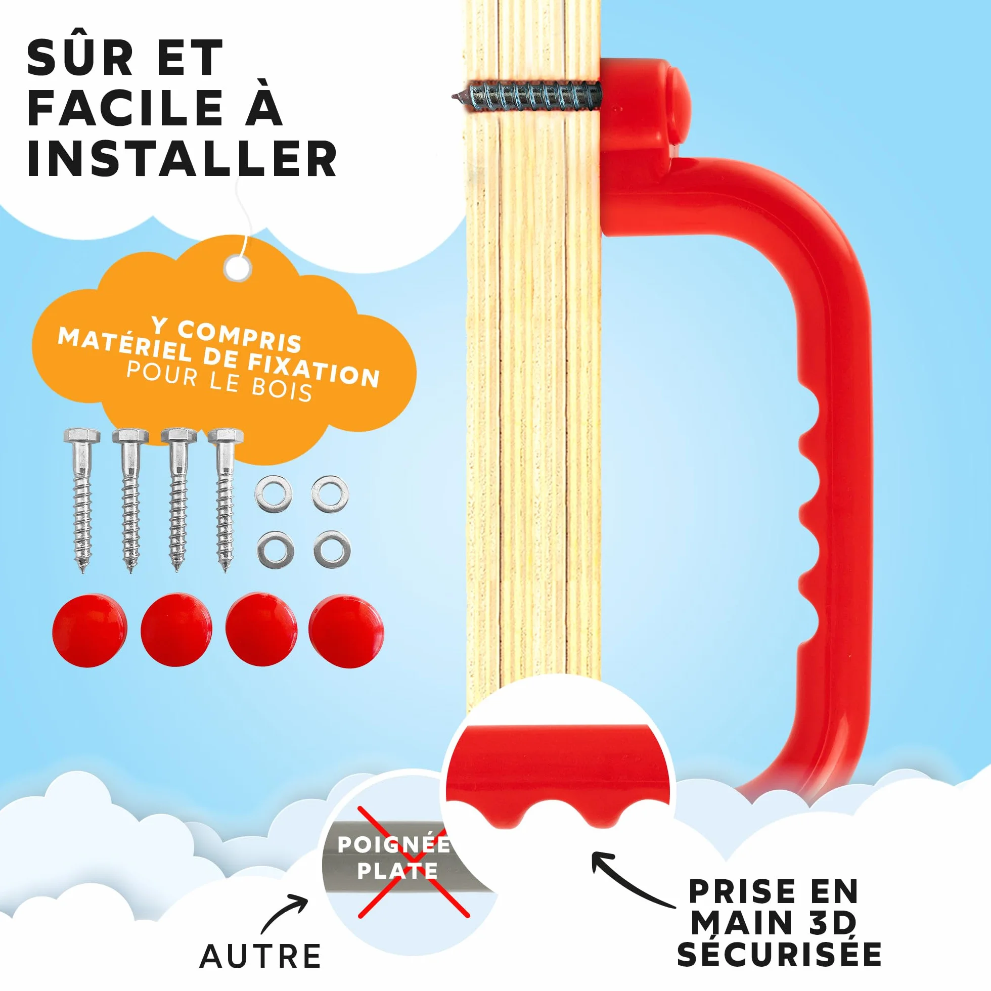 GO!elements Poignée et Accessoires de Maison de Jeu extérieur | Prise Escalade | Escalade Enfant Exterieur | Accessoire cabane Enfant Exterieur | par Paire (2 pièces)