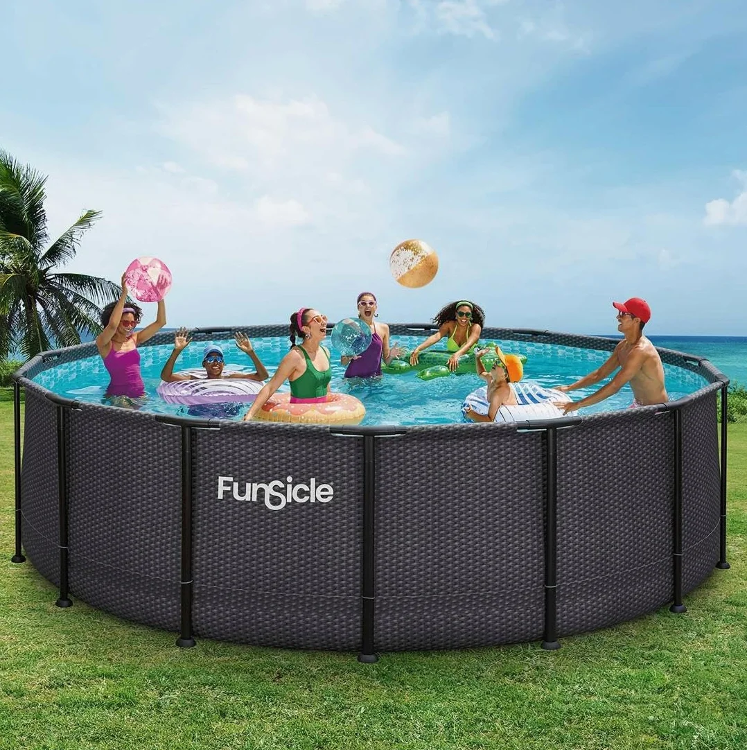 FUNSICLE Piscine Tubulaire Ronde Noire Ø4,57m x h1,22m