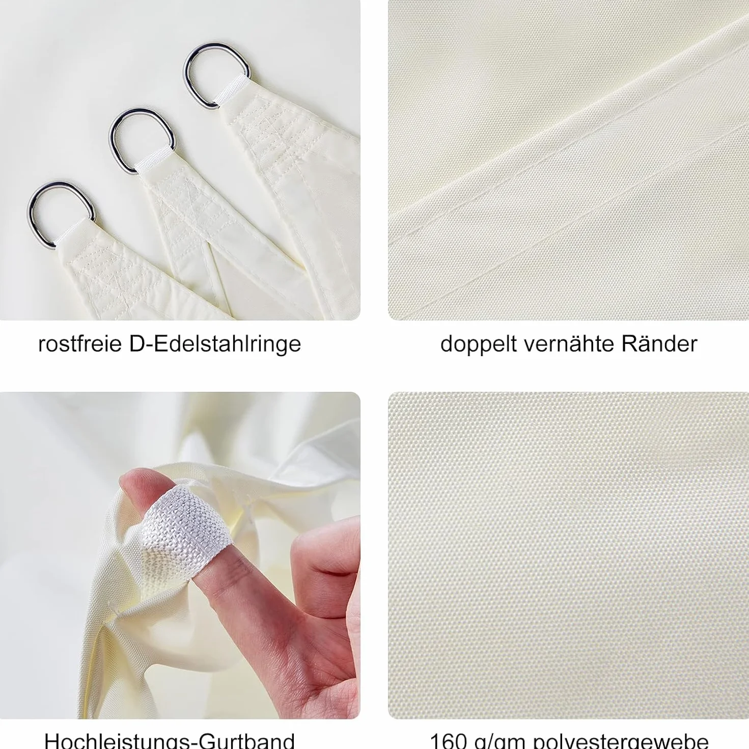 HAIKUS Voile d'ombrage imperméable rectangulaire 2x3m, Toile PES résistant à l'eau, Protection UV 98%, Crème
