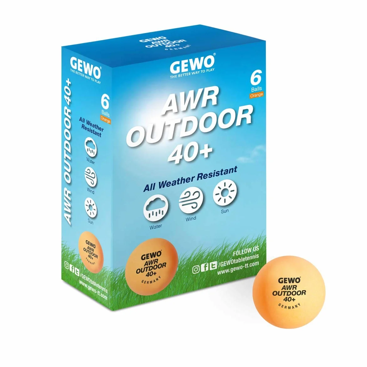 GEWO AWR Outdoor 40+ Balle de Tennis de Table d'extérieur