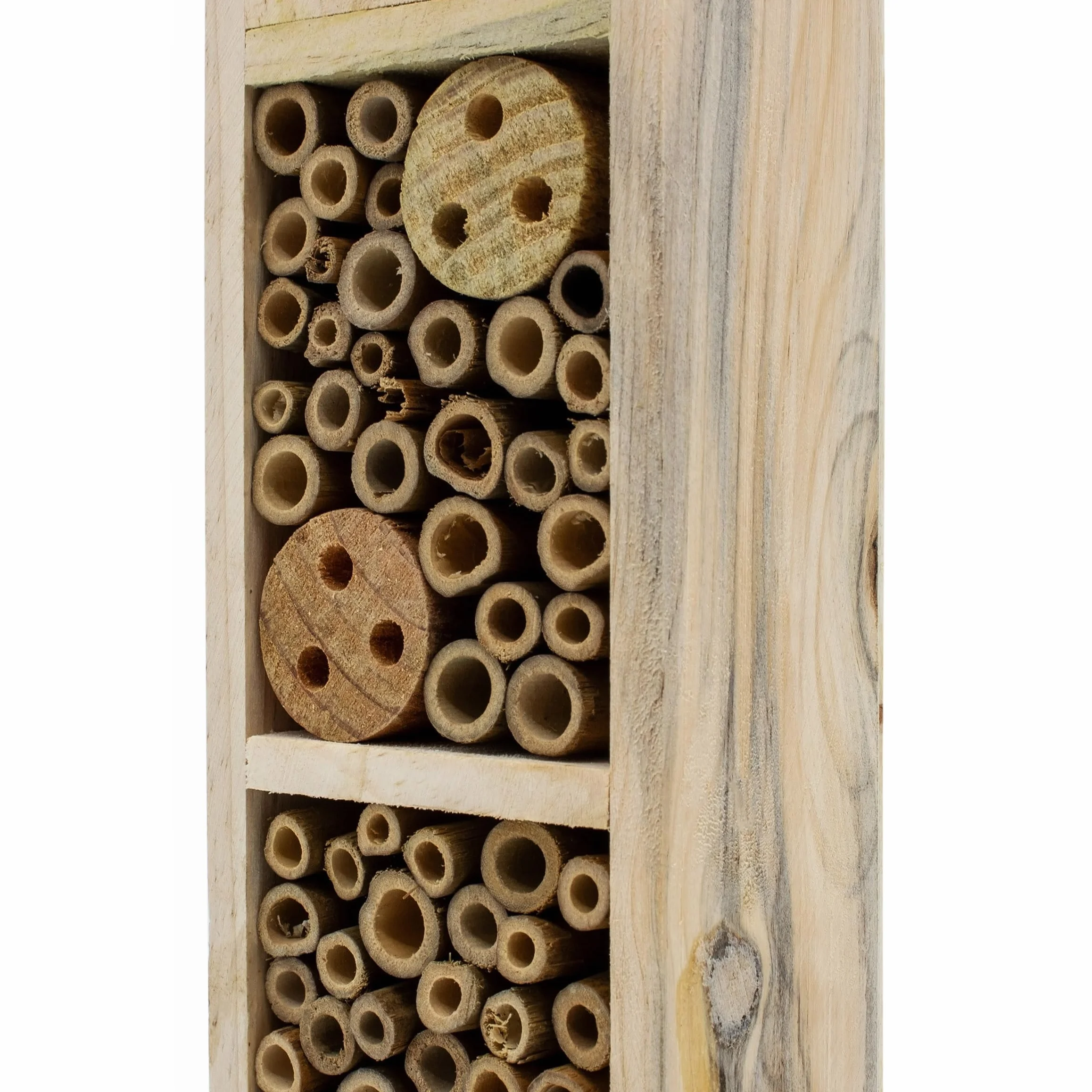 Hôtel à insectes en bois avec piquet de terre H 78 cm - Maison à abeilles et bourdons