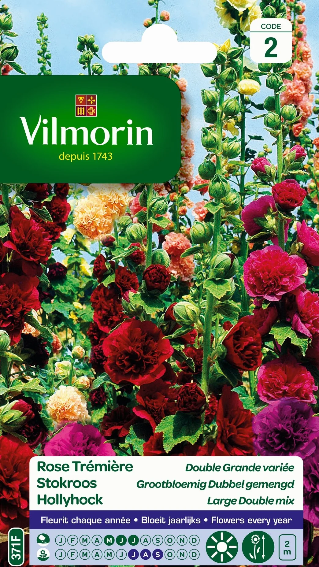 Vilmorin Pack de Graines Rose Trémière Double Grande Variée
