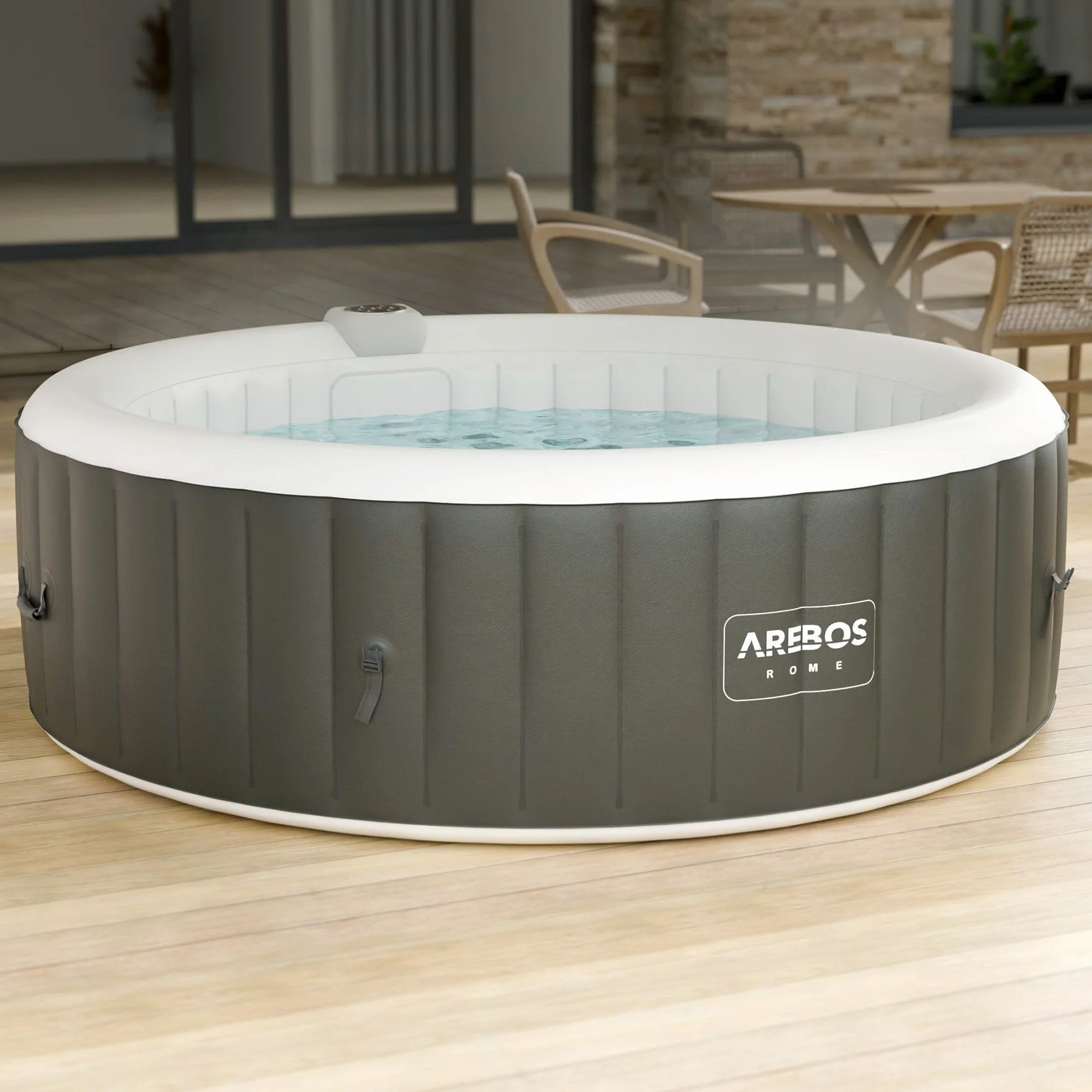 Arebos Spa Gonflable 6 Personnes ⌀ 208 cm Rond 130 Jets Massage 1000 litres Chauffage
