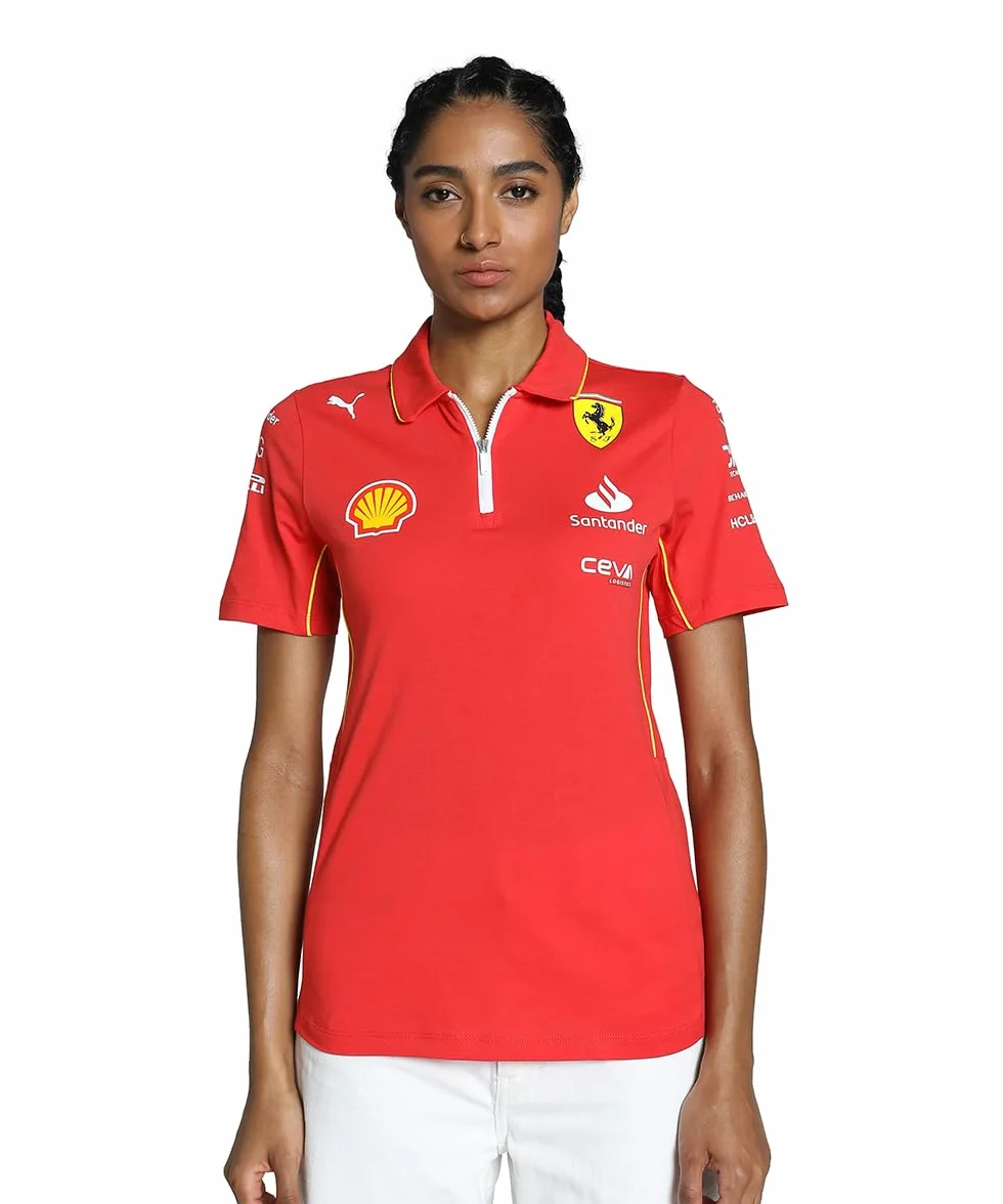 PUMA Polo d'équipe Scuderia Ferrari 2024 pour Femmes - Rouge Brûlé