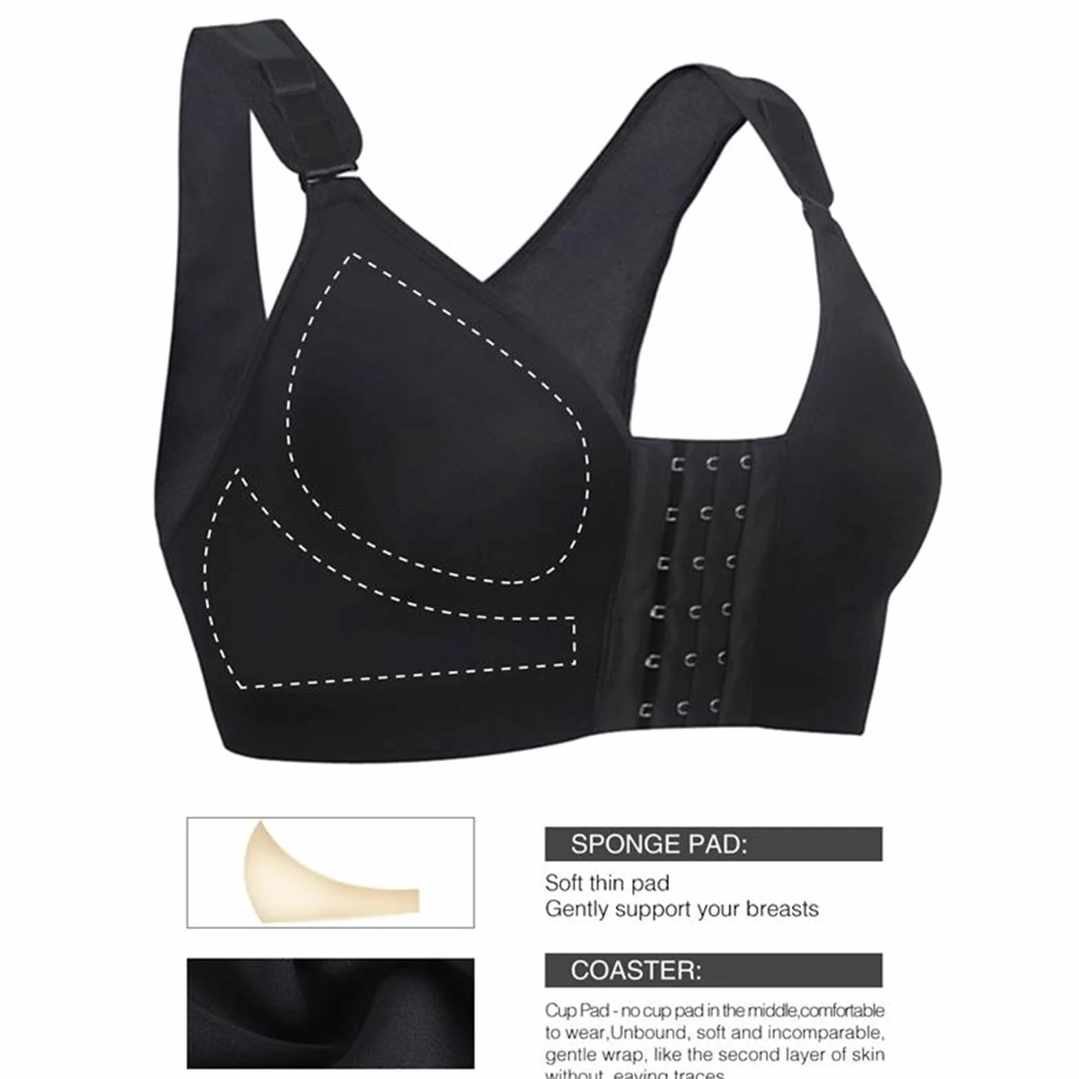 Soutien-gorge Gainant À Fermeture Frontale For Femmes Corset Ajustable Post-opératoire Post-partum Opération De Liposuccion