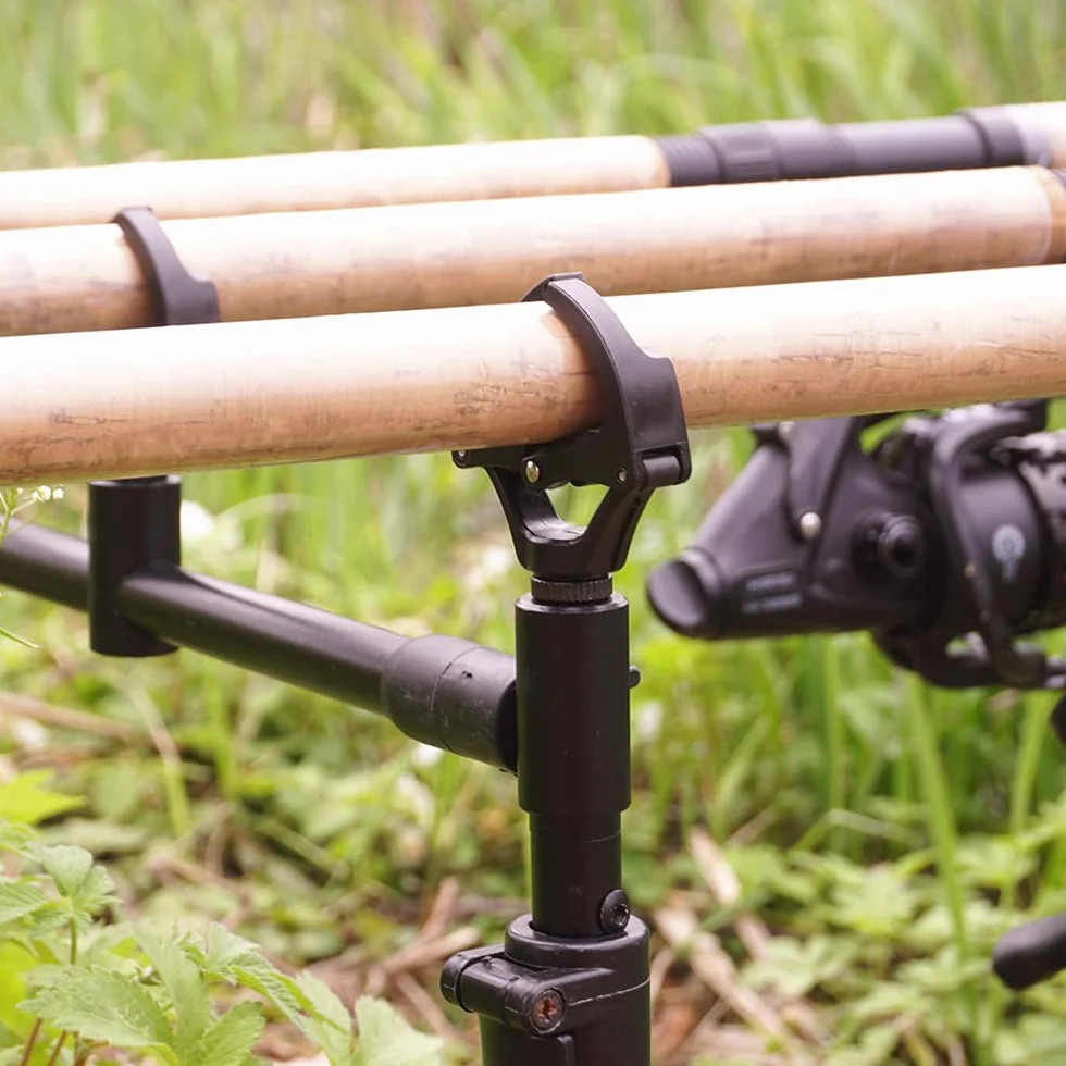 Hirisi Tackle Lot de 4 têtes de support de canne à pêche à la carpe Noir