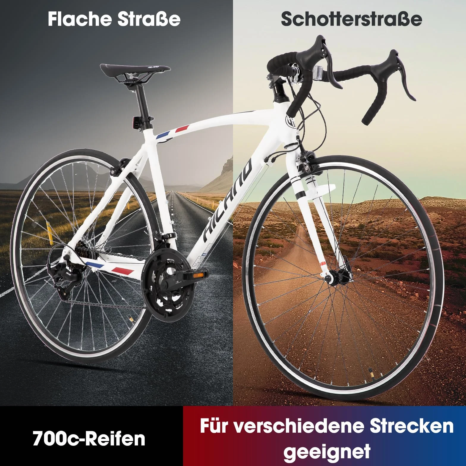 Hiland Vélo de Route 28" 700C 14 Vitesses pour Adultes, Taille du Cadre 530 mm, Blanc