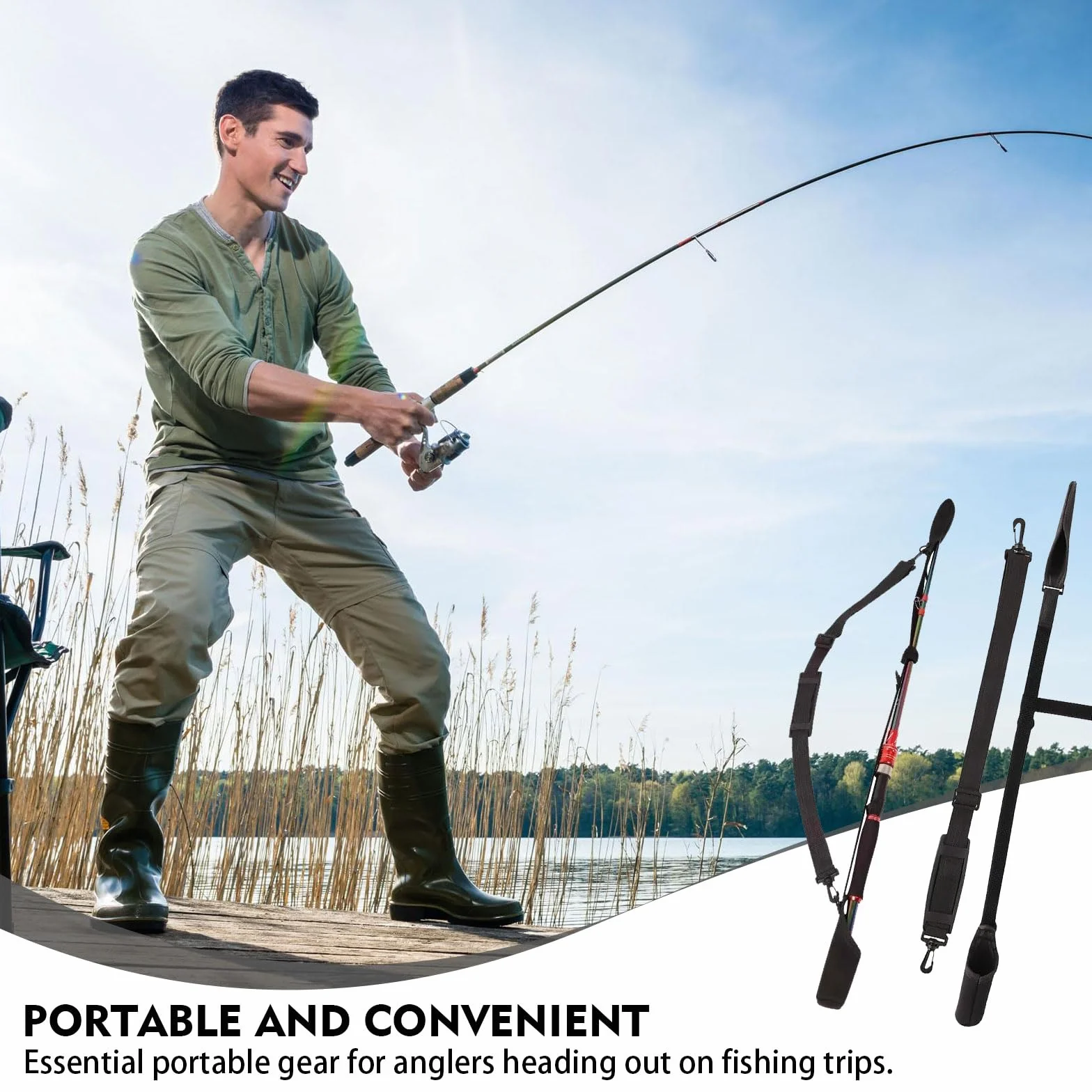 Protection de canne à pêche réglable en néoprène robuste pour transport sécurisé (2)