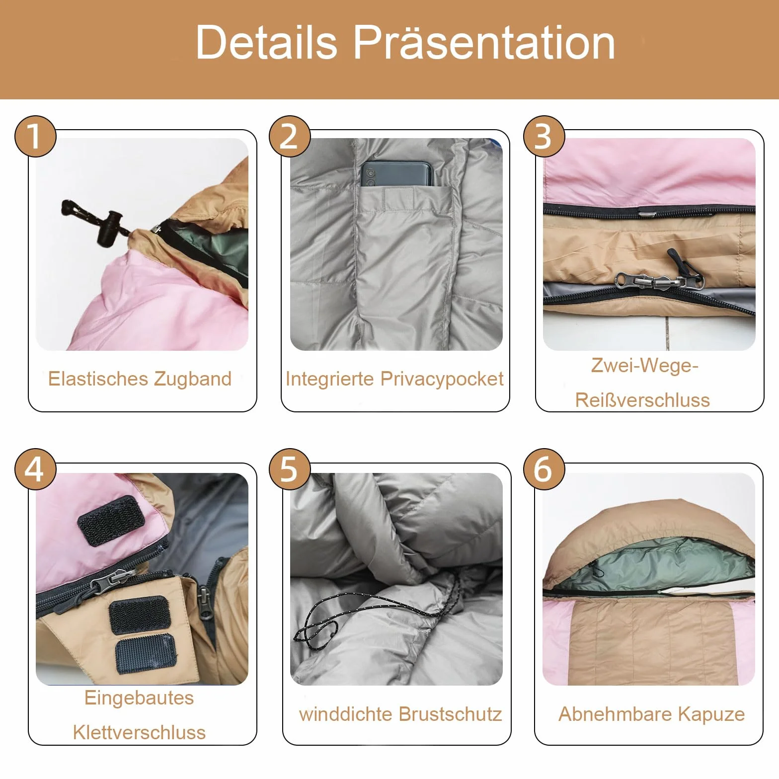 Sac de Couchage en Duvet, léger, Petit et Compact, pour Adultes et Enfants, idéal pour Le Camping, la randonnée et Le Trekking 3 Saisons, avec Un Duvet 680 FP.