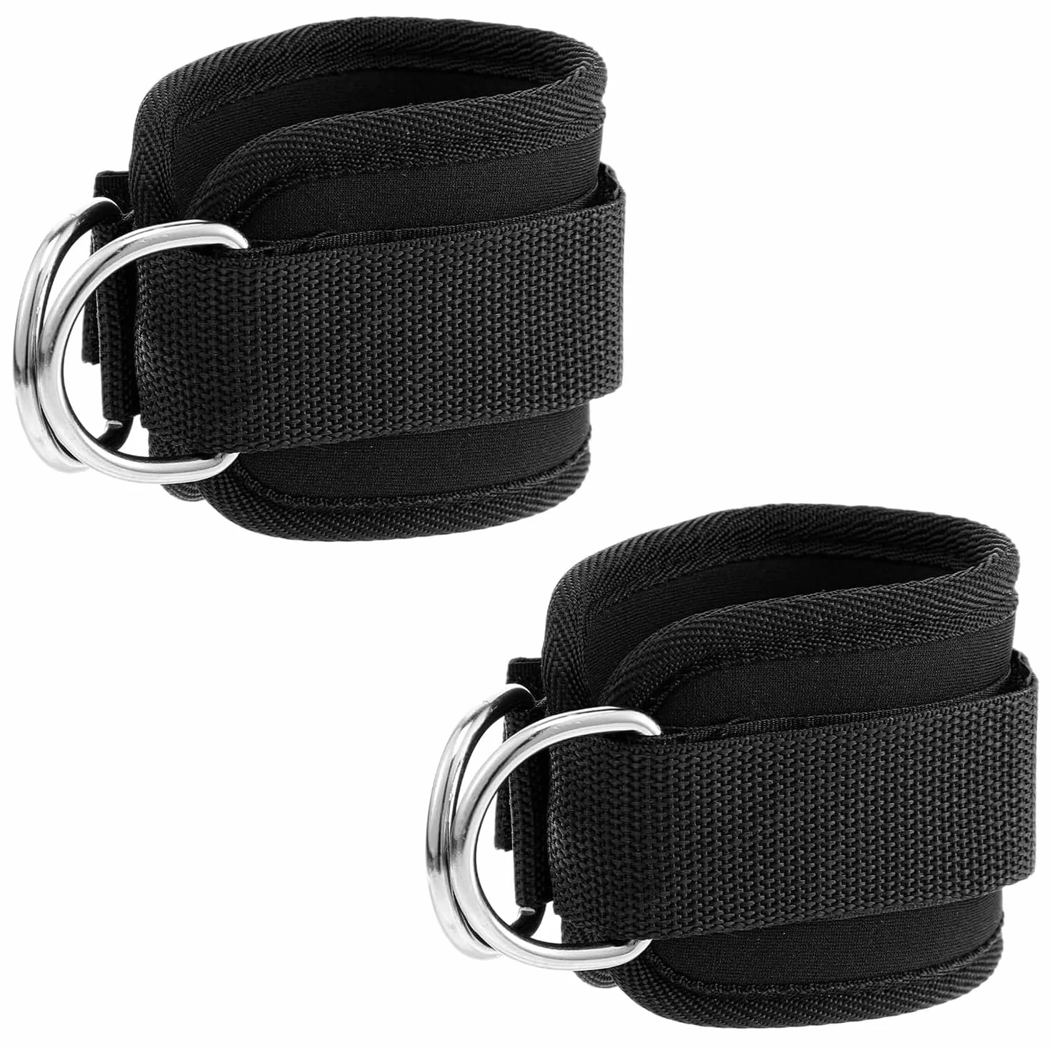 Sangles de Cheville Musculation Double Anneau en D, Ankle Straps Réglables pour Poulie