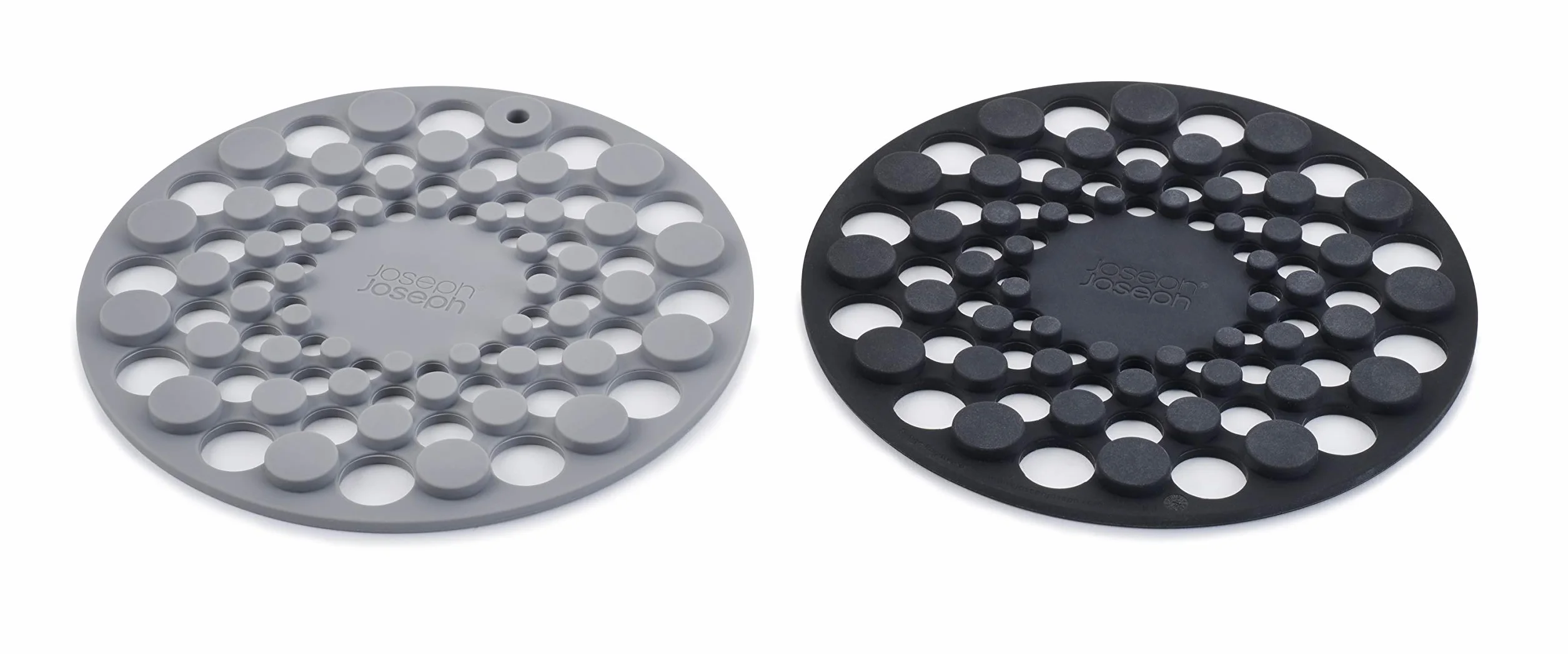 Joseph Joseph Spot-On Lot de 2 dessous de plat en silicone résistant à la chaleur noir/gris