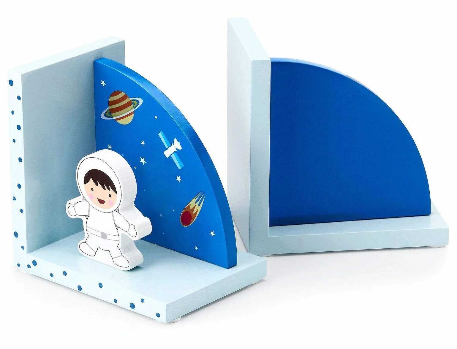 Serre-Livres 3D en Bois Thème Fusée pour Chambre d'enfant