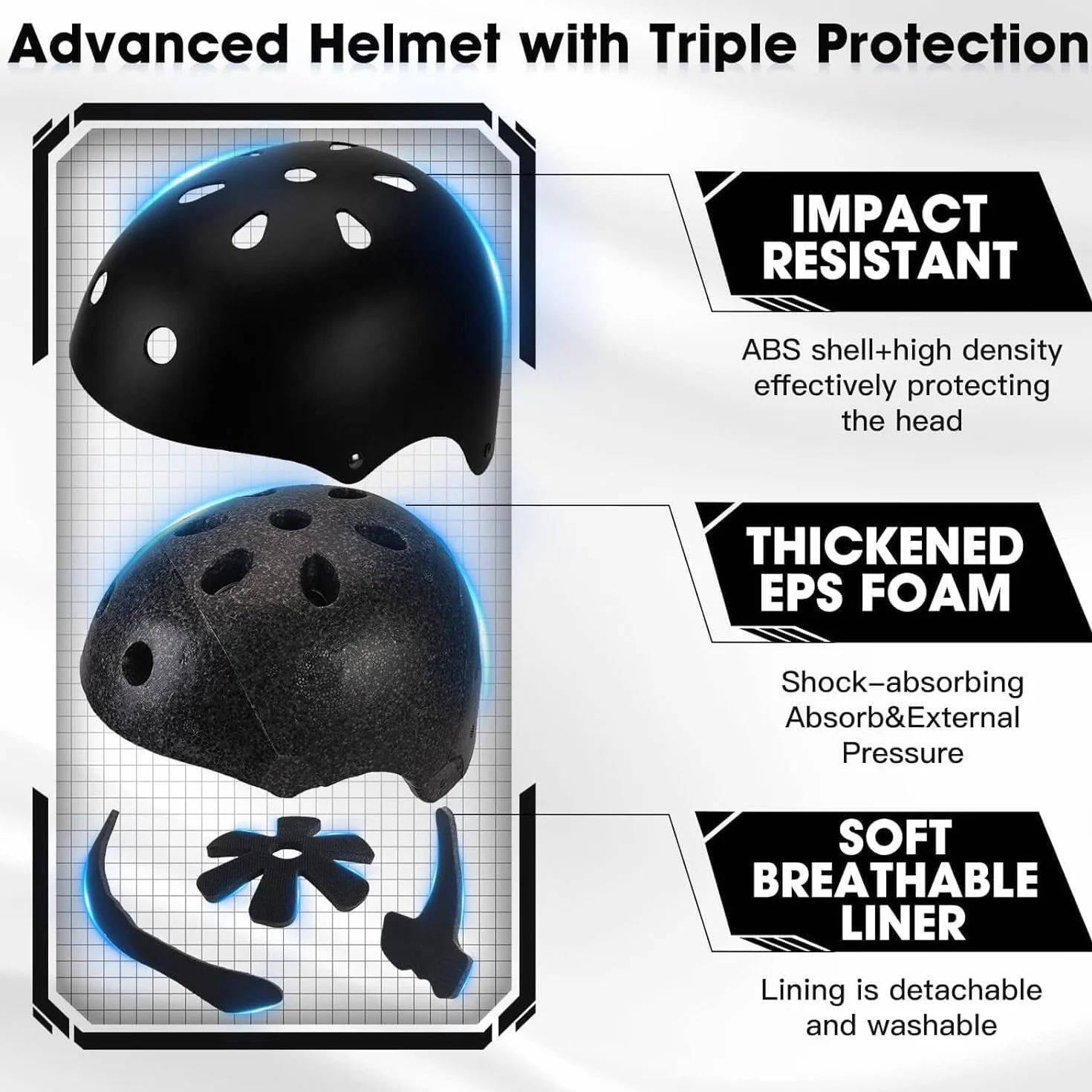 Ensemble casque et coussinets de vélo pour enfants de 3 à 13 ans, équipement de protection réglable pour enfants, coudières, genouillères, pour scooter, cyclisme, skateboard, patinage