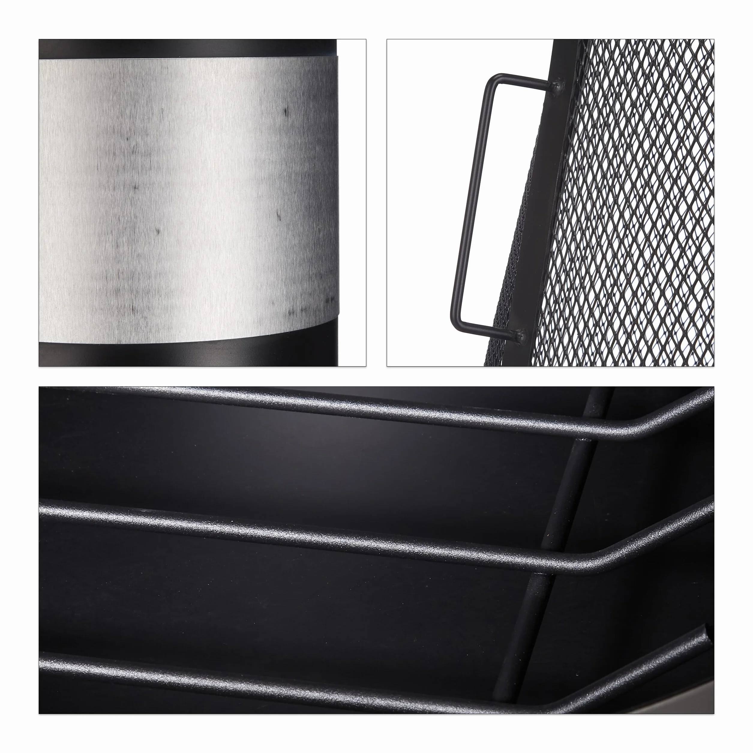 Relaxdays Cheminée de terrasse Pare-étincelle Grille tisonnier 120 x 47 cm Braséro Jardin Noir