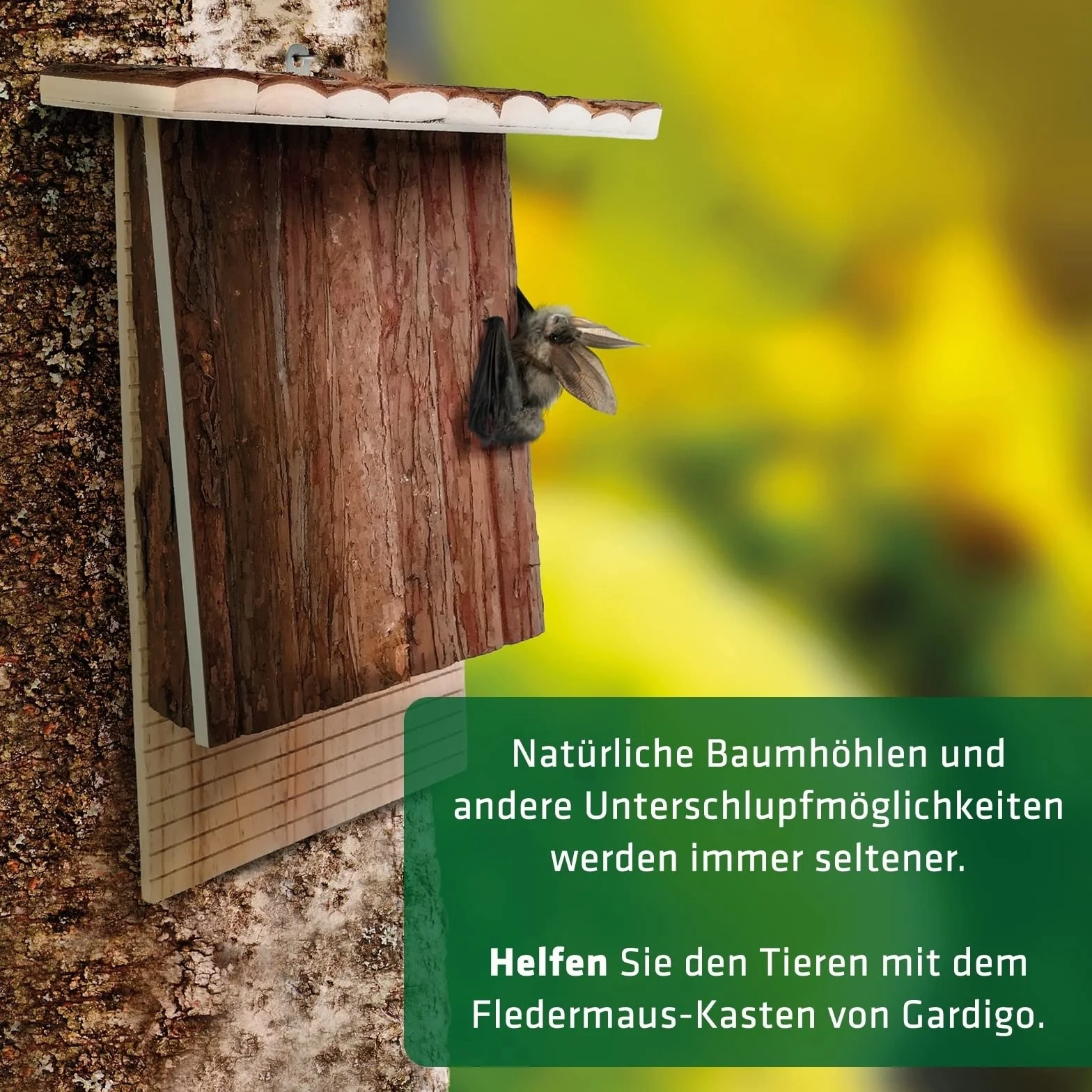 GARDIGO® Bat Box Nichoir à Chauve-Souris Bois Naturel 40 x 32 x 11 cm