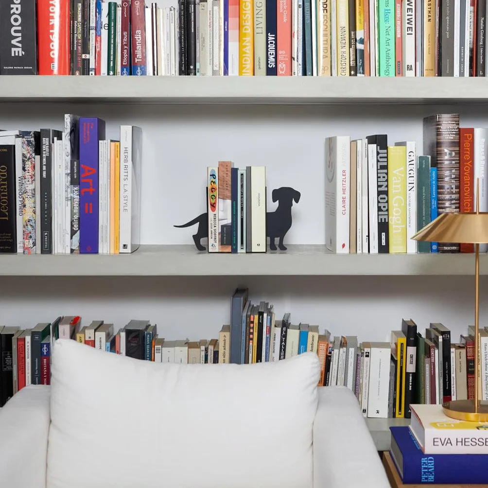 Balvi Serre-Livres Teckel Noir Support de Livres Métal 2 unités