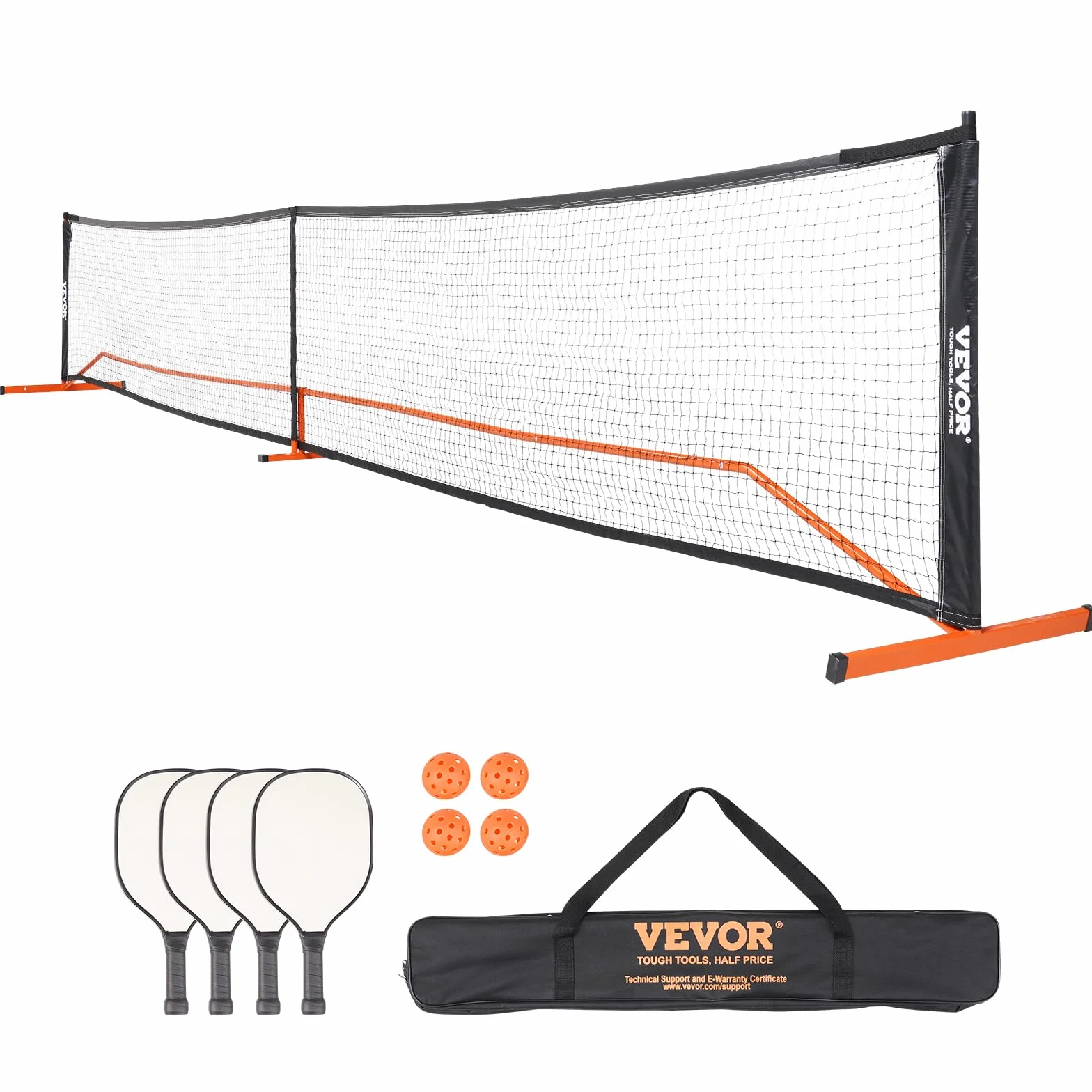 VEVOR Ensemble de filet de pickleball, système de pickleball portable de 6,7 m de taille réglementaire avec sac de transport, balles et pagaies, cadre en métal stable résistant aux intempéries et