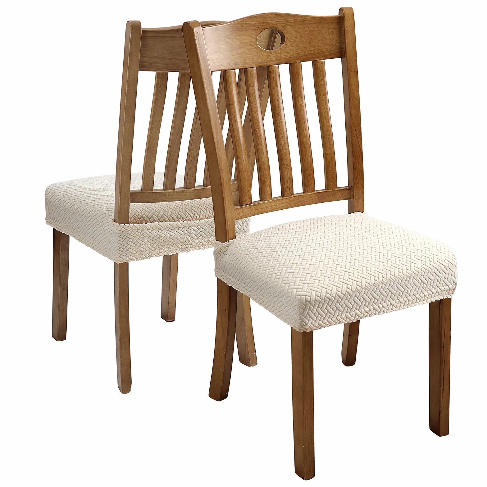 Fuloon Housse de Chaise Extensibles en Jacquard Beige Amovibles et Lavables