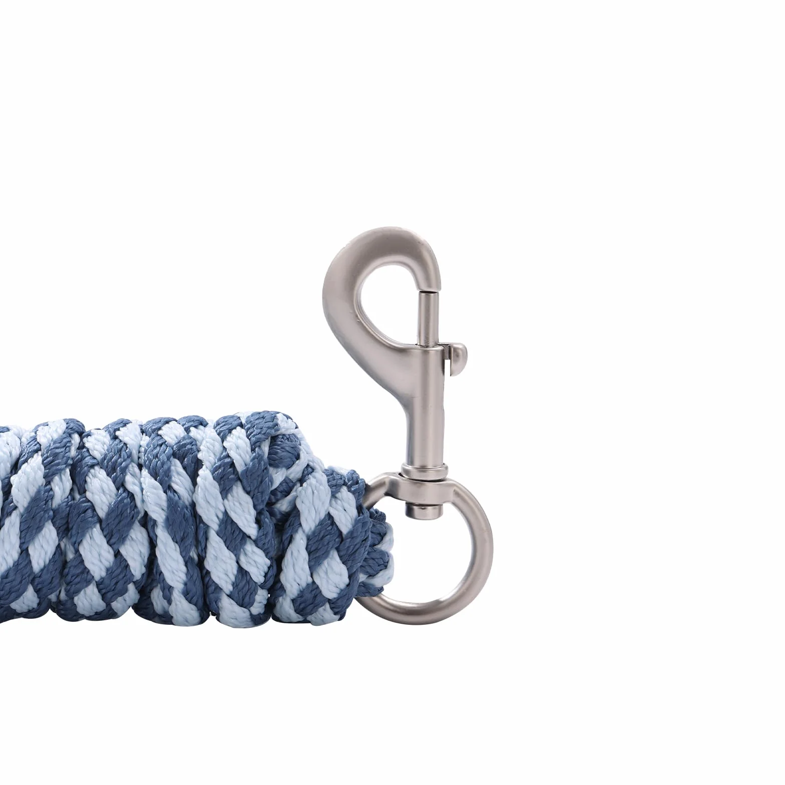 Longe pour cheval - Longe de fixation dans différents designs élégants - Laisse de fixation pour poney, âne, chèvre - Longue corde avec mousqueton (bleu clair et gris)
