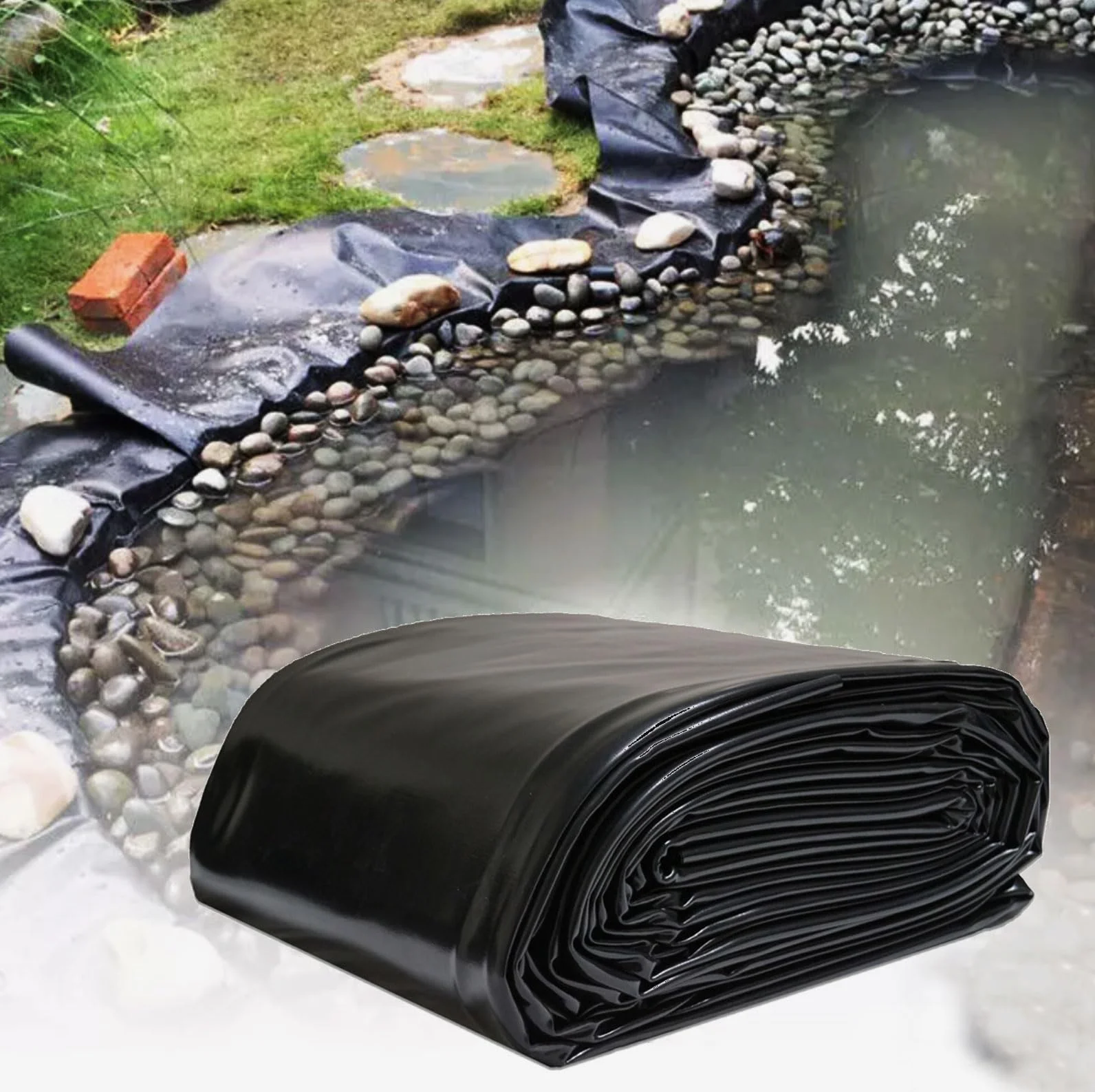 Bâche d'Étang EPDM 8x8m Liner Bassin Extérieur pour Koi et Cascades