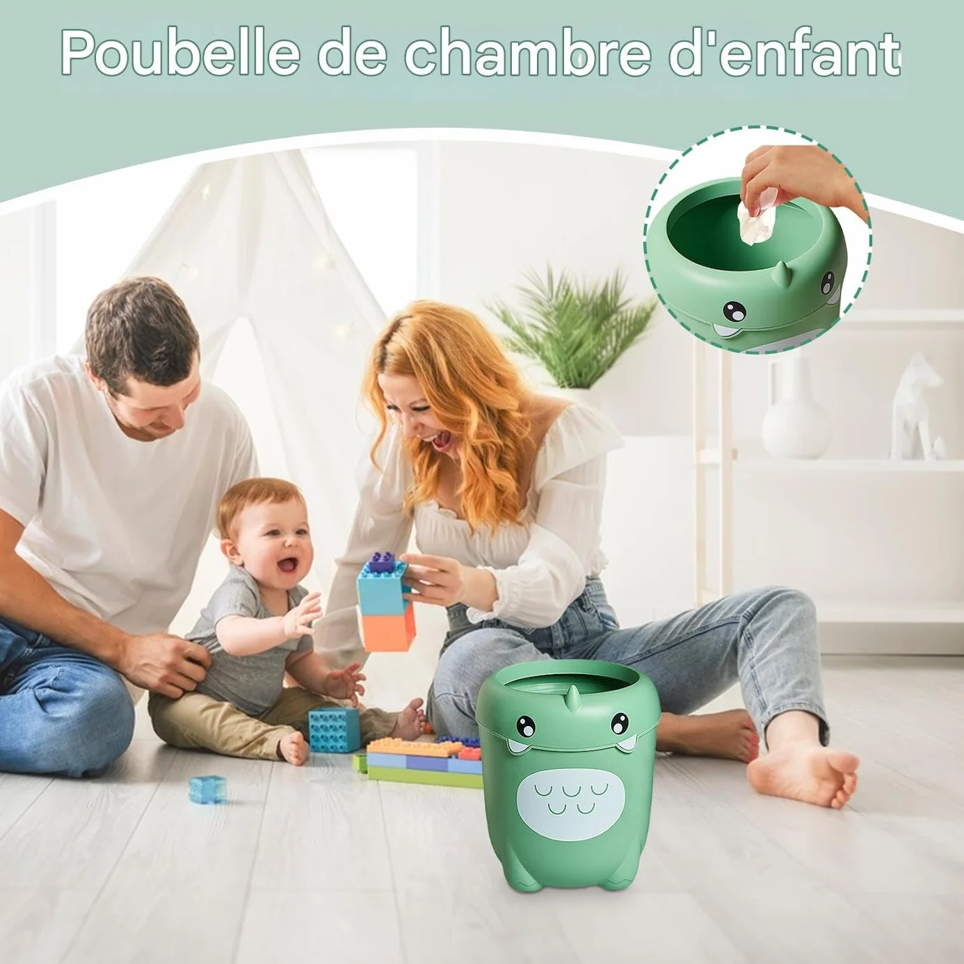 Poubelle Enfant Salle de Bain - Corbeille Cartoon Portable Mignon