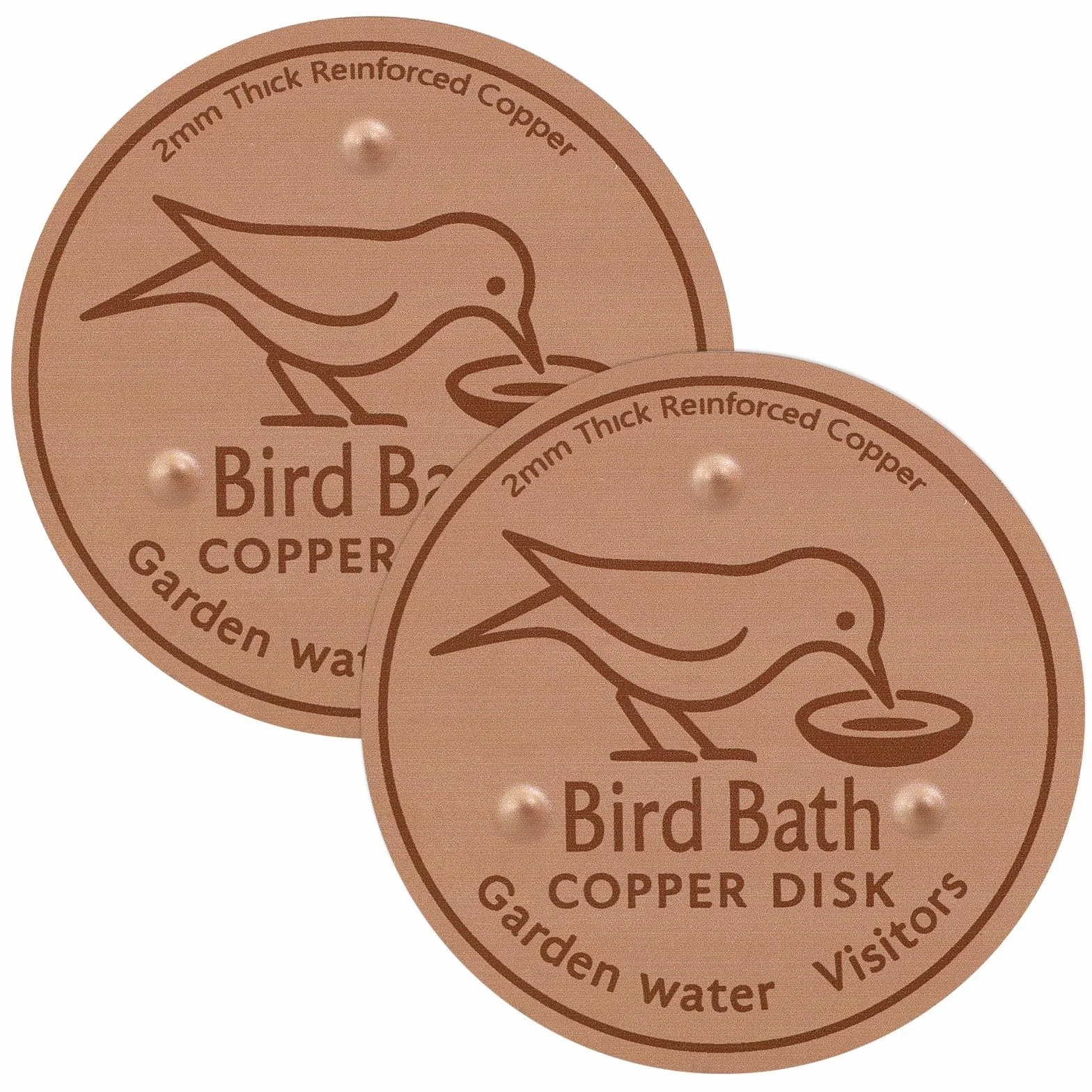 Abreuvoirs à oiseaux avec disque en cuivre 99,99% - Plaque en cuivre 0,8 mm - Lot de 2