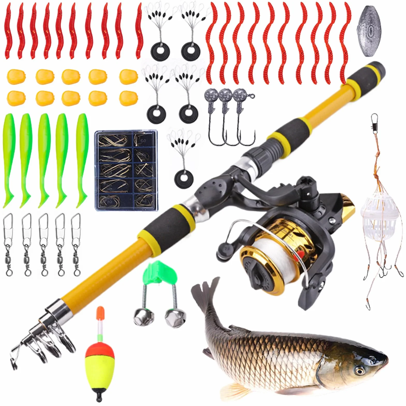 Canne à pêche télescopique 180 cm Junior set avec moulinet portable